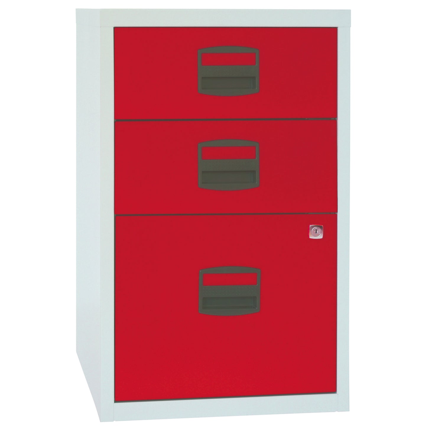 Bisley 3 Drawer A4 Homefiler | Grey/Red