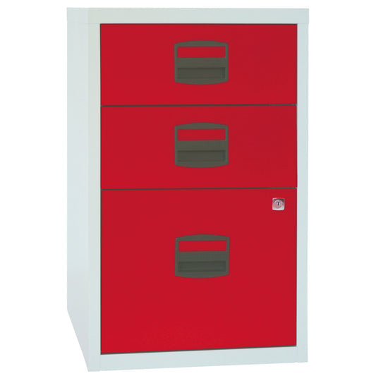 Bisley 3 Drawer A4 Homefiler | Grey/Red