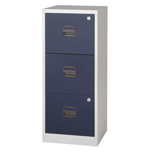 Bisley 3 Drawer A4 Personal Filer | Grey/Blue