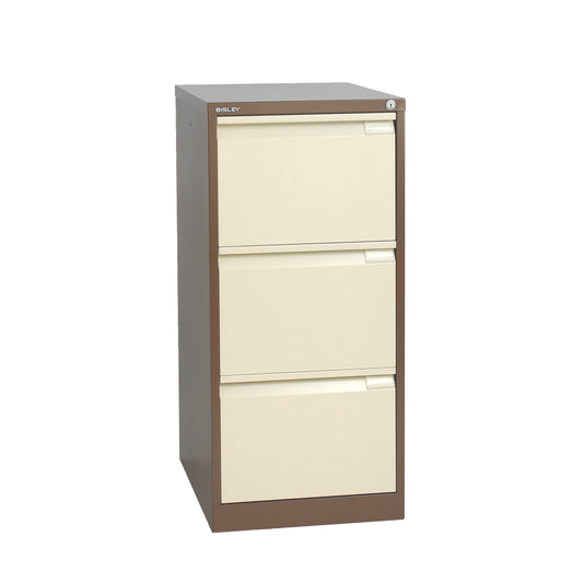 Bisley 3 Drawer Classic Steel Filing Cabinet | Coffee/Cream