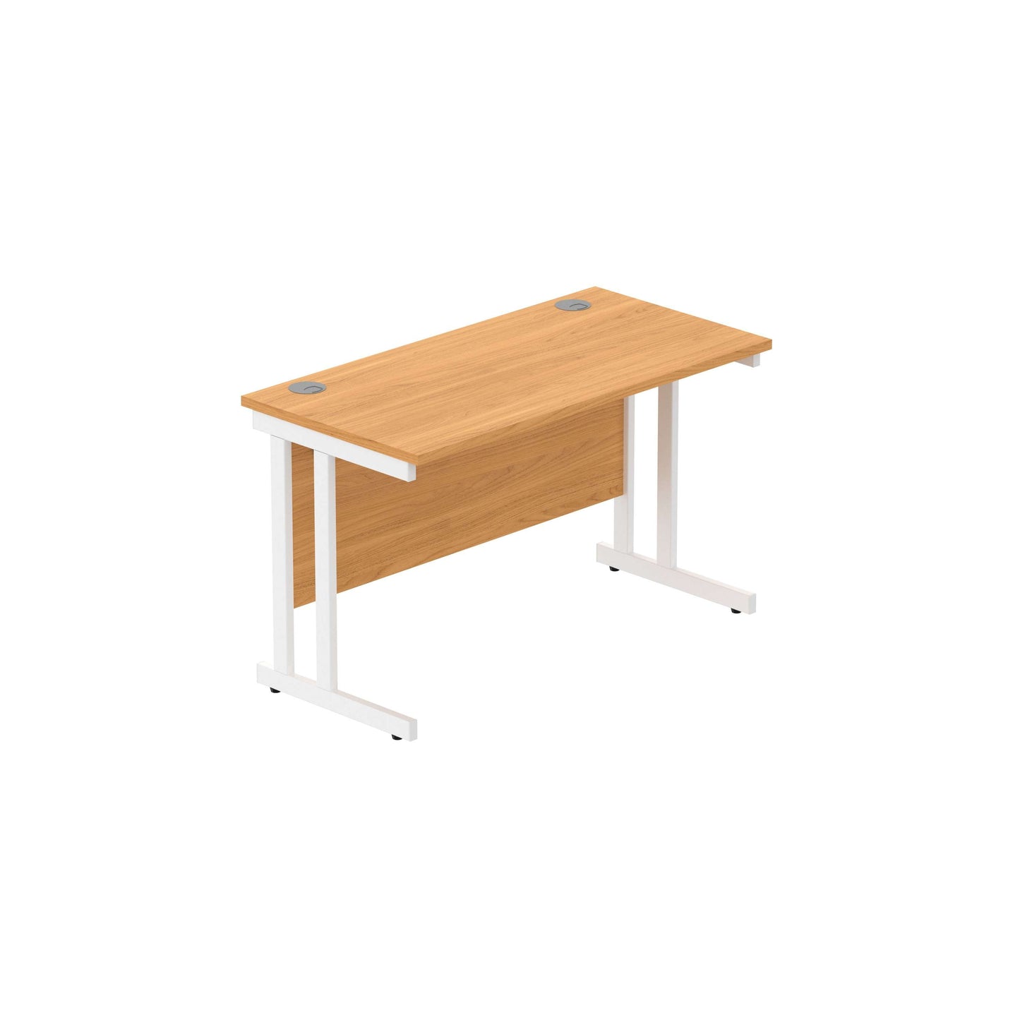 Office Rectangular Desk with Steel Double Upright Cantilever Frame (FSC) | 1200X600 | Norwegian Beech/White