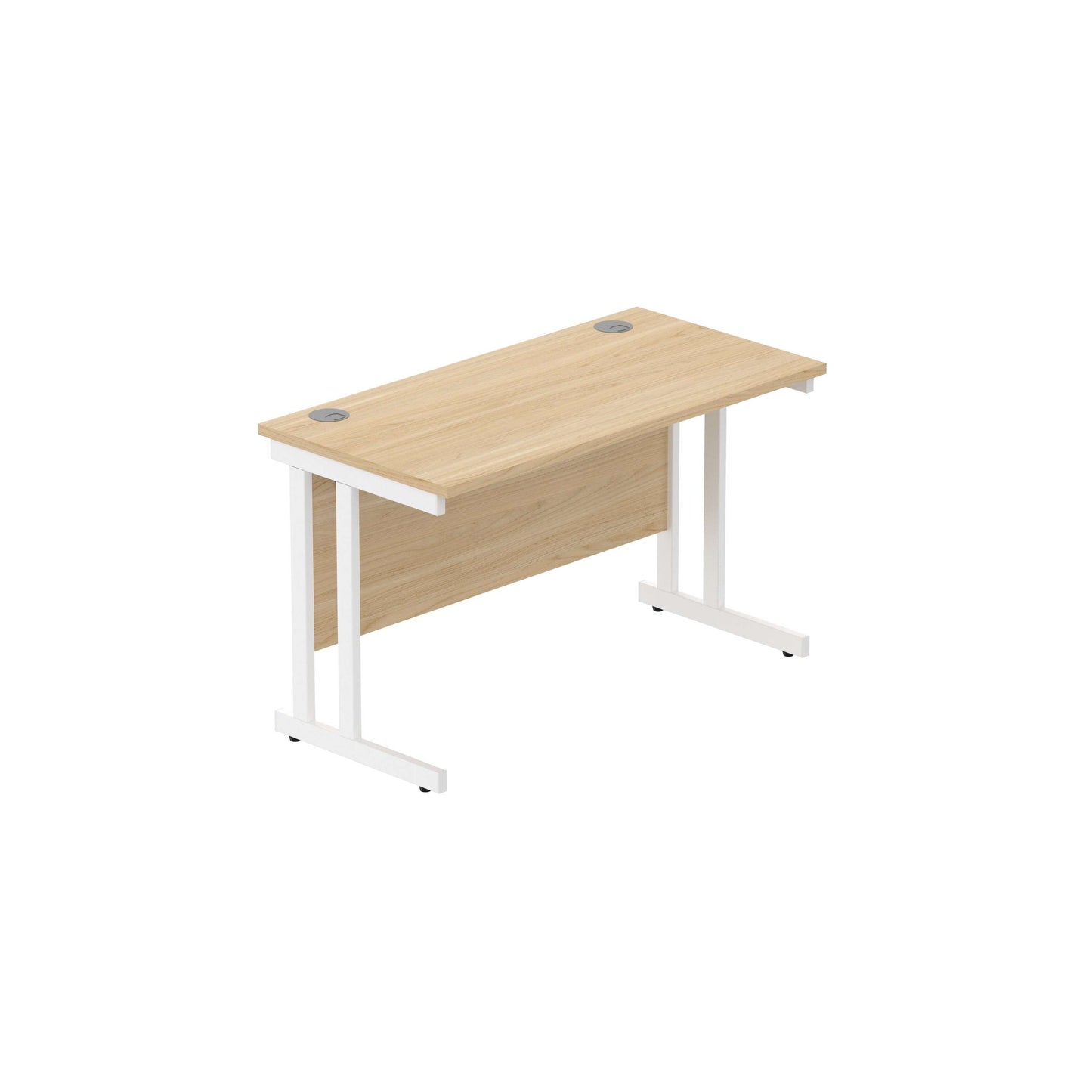 Office Rectangular Desk with Steel Double Upright Cantilever Frame (FSC) | 1200X600 | Canadian Oak/White