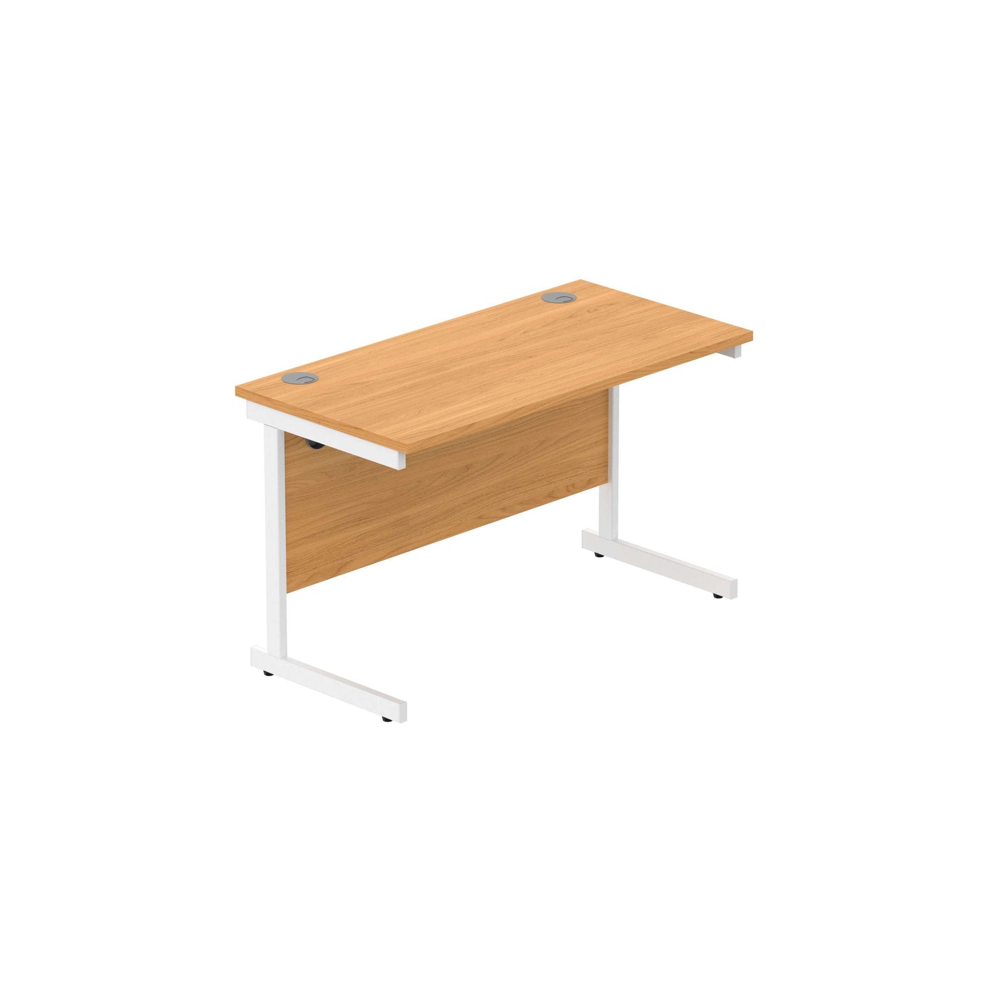 Office Rectangular Desk with Steel Single Upright Cantilever Frame (FSC) | 1200X600 | Norwegian Beech/White