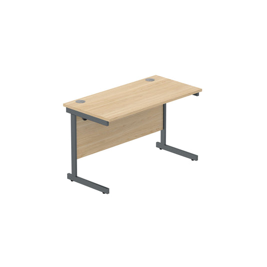Office Rectangular Desk with Steel Single Upright Cantilever Frame (FSC) | 1200X600 | Canadian Oak/Graphite