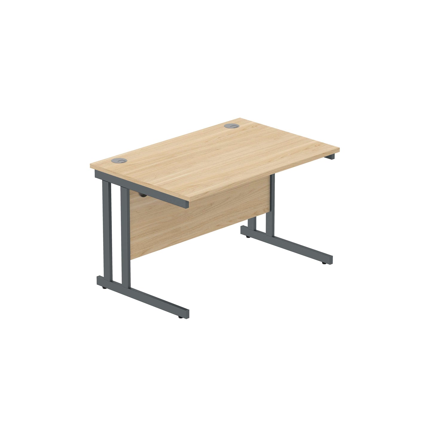 Office Rectangular Desk with Steel Double Upright Cantilever Frame (FSC) | 1200X800 | Canadian Oak/Graphite