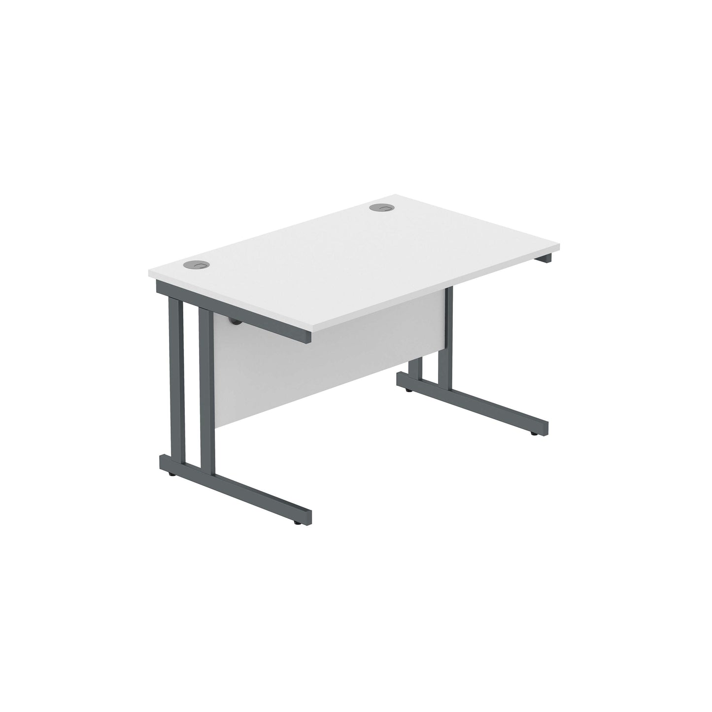 Office Rectangular Desk with Steel Double Upright Cantilever Frame (FSC) | 1200X800 | Arctic White/Graphite