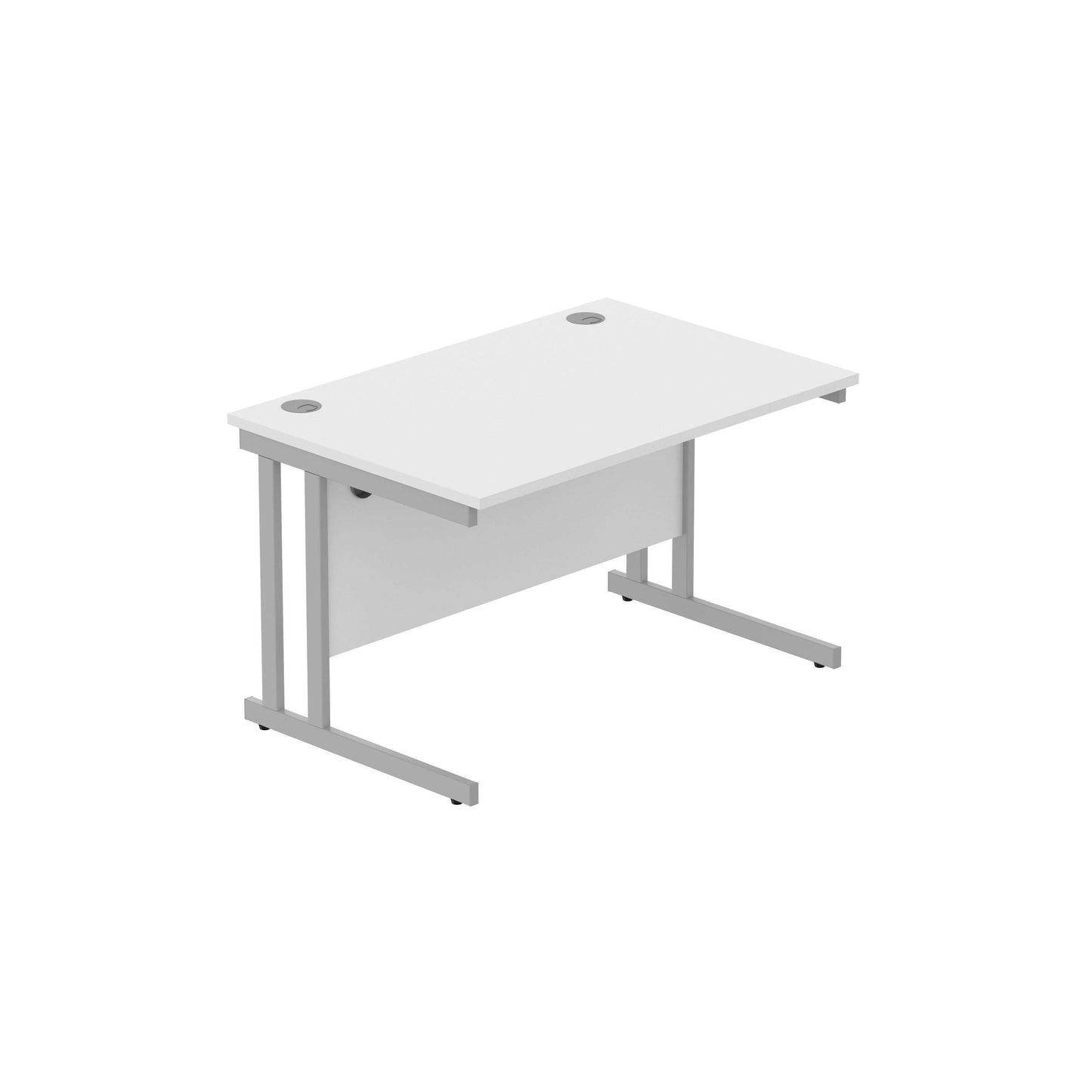 Office Rectangular Desk with Steel Double Upright Cantilever Frame (FSC) | 1200X800 | Arctic White/Silver