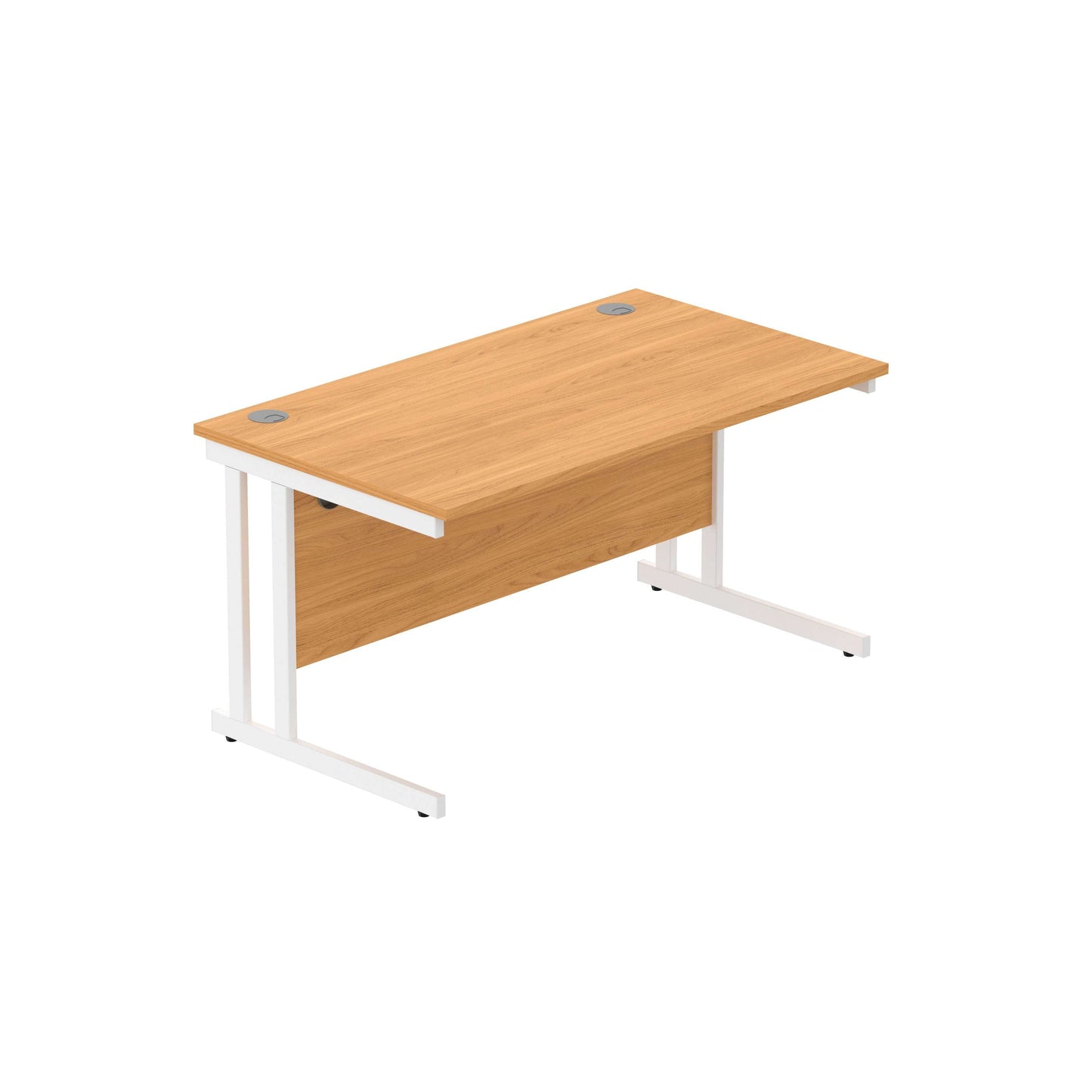 Office Rectangular Desk with Steel Double Upright Cantilever Frame (FSC) | 1400X800 | Norwegian Beech/White