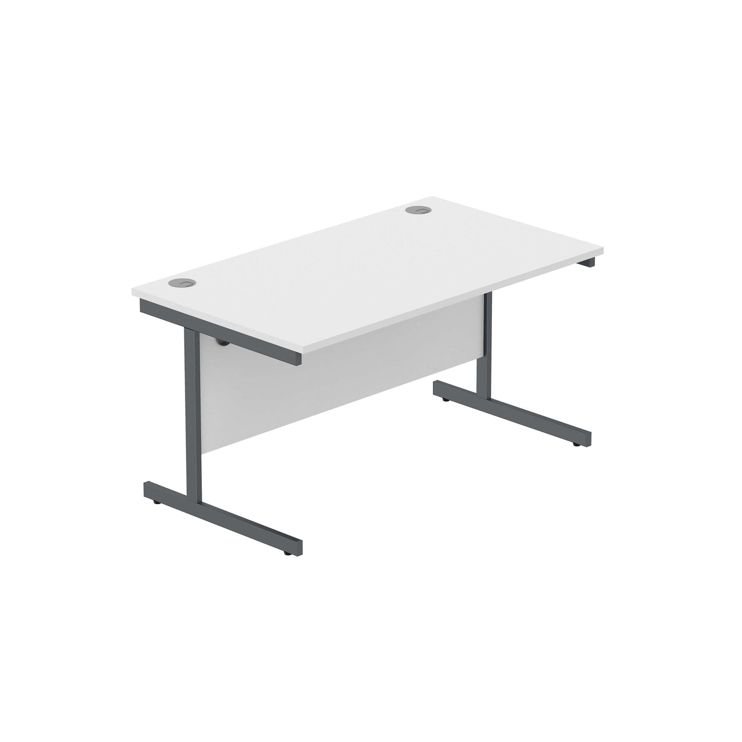 Office Rectangular Desk with Steel Single Upright Cantilever Frame (FSC) | 1400X800 | Arctic White/Graphite
