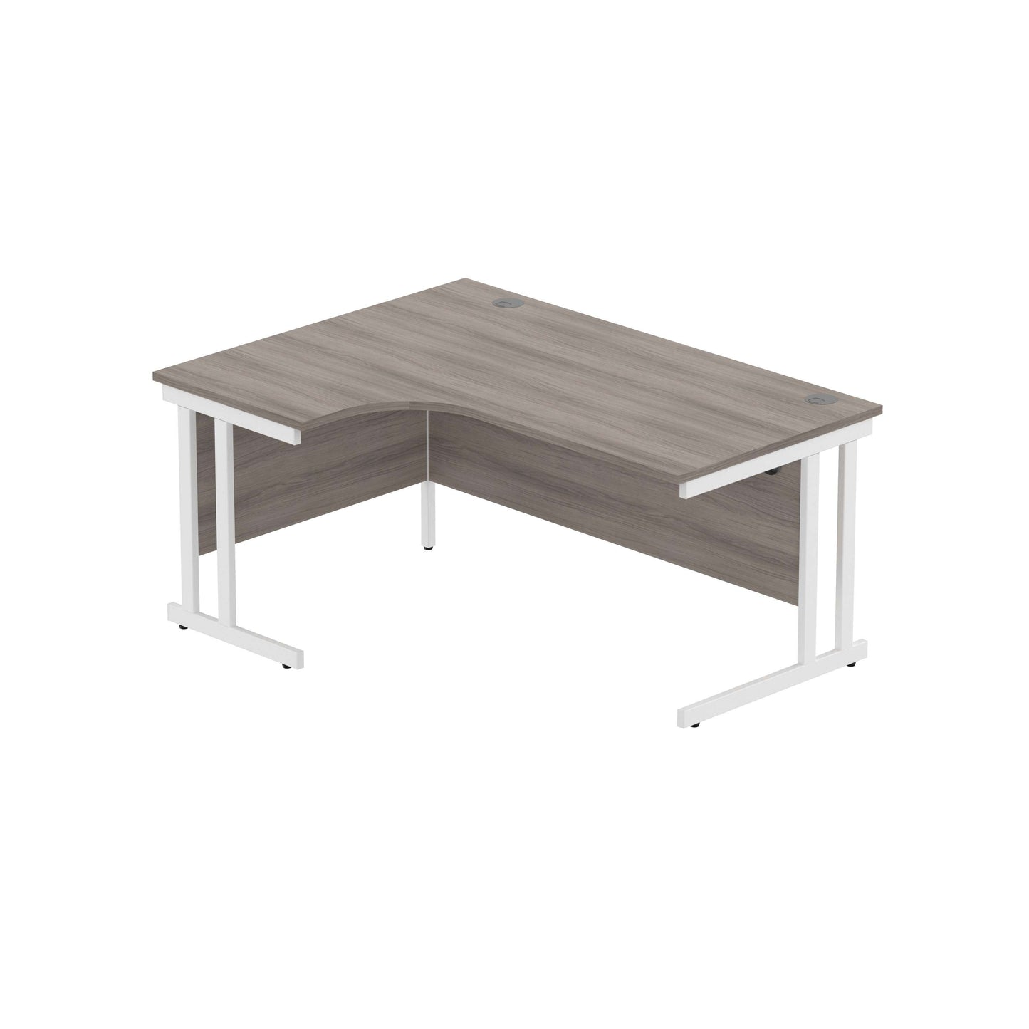Office Left Hand Corner Desk with Steel Double Upright Cantilever Frame (FSC) | 1600X1200 | Alaskan Grey Oak/White