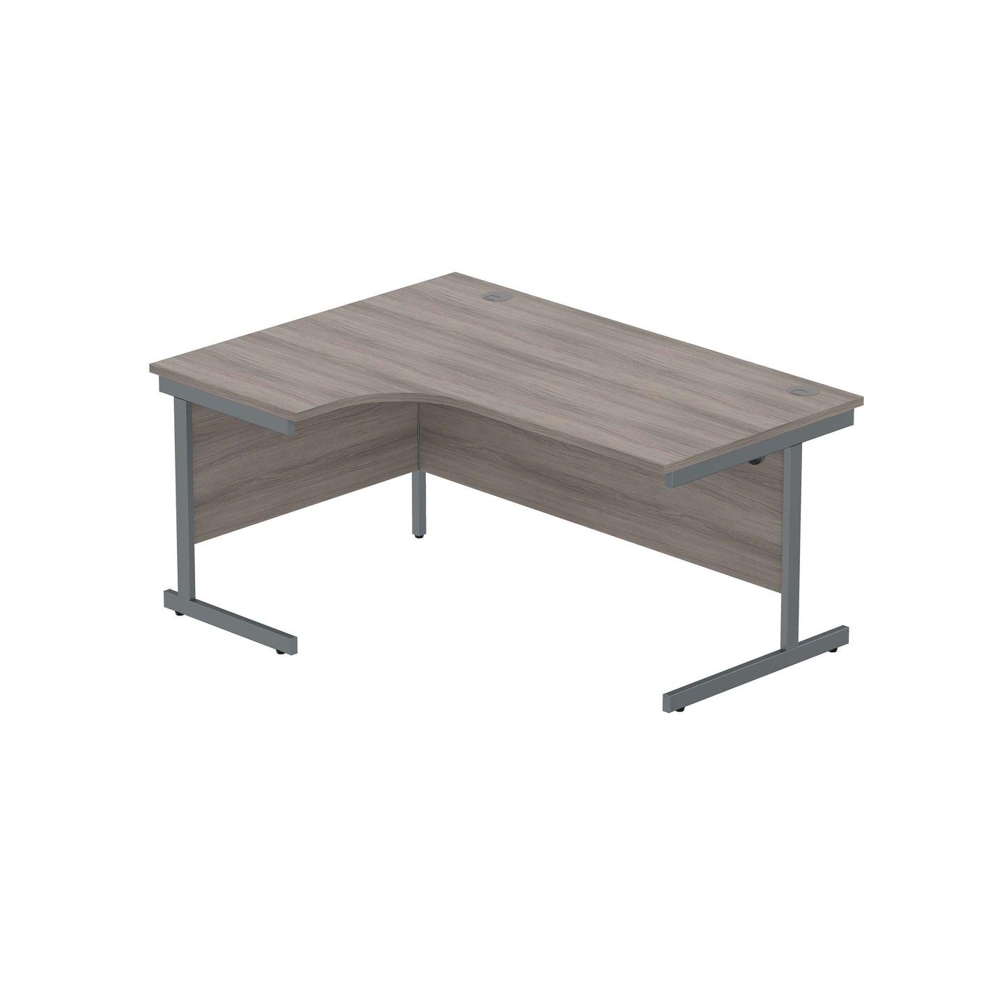 Office Left Hand Corner Desk with Steel Single Upright Cantilever Frame (FSC) | 1600X1200 | Alaskan Grey Oak/Graphite