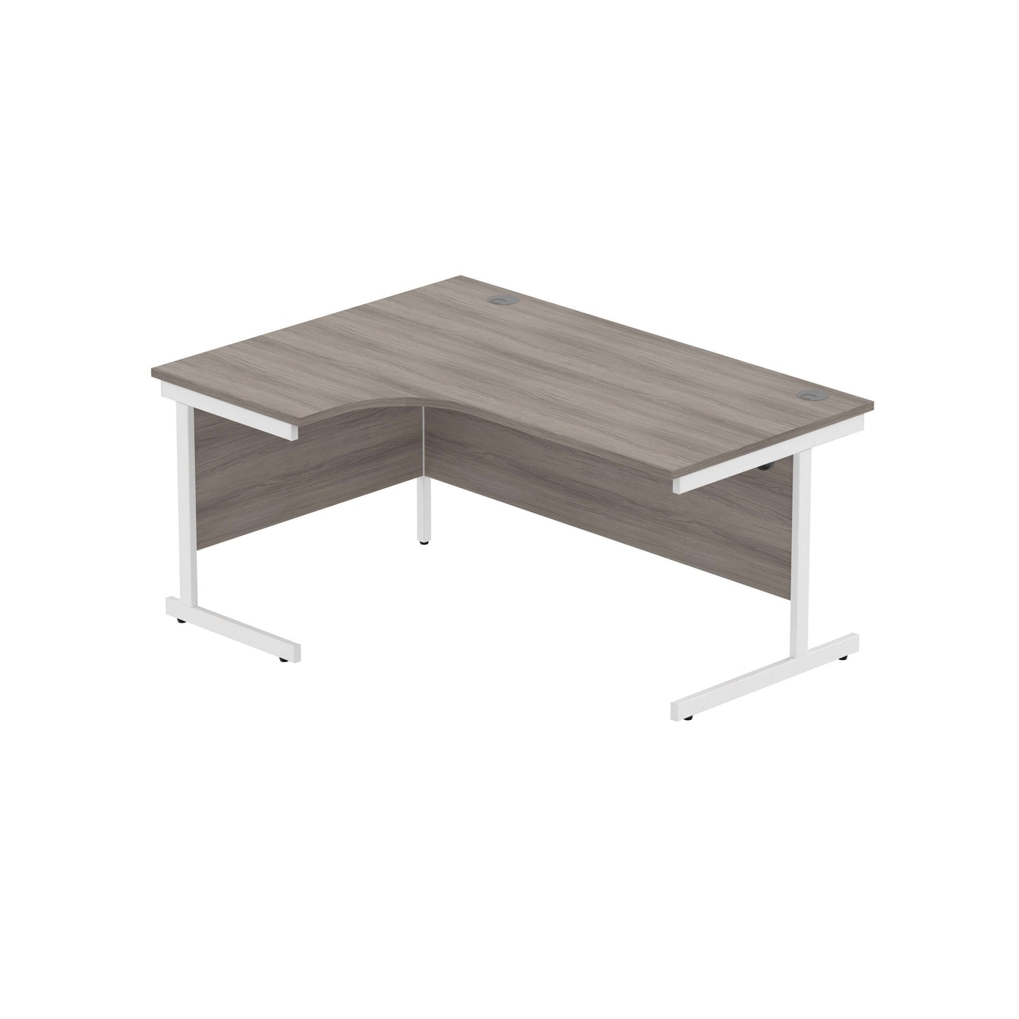 Office Left Hand Corner Desk with Steel Single Upright Cantilever Frame (FSC) | 1600X1200 | Alaskan Grey Oak/White