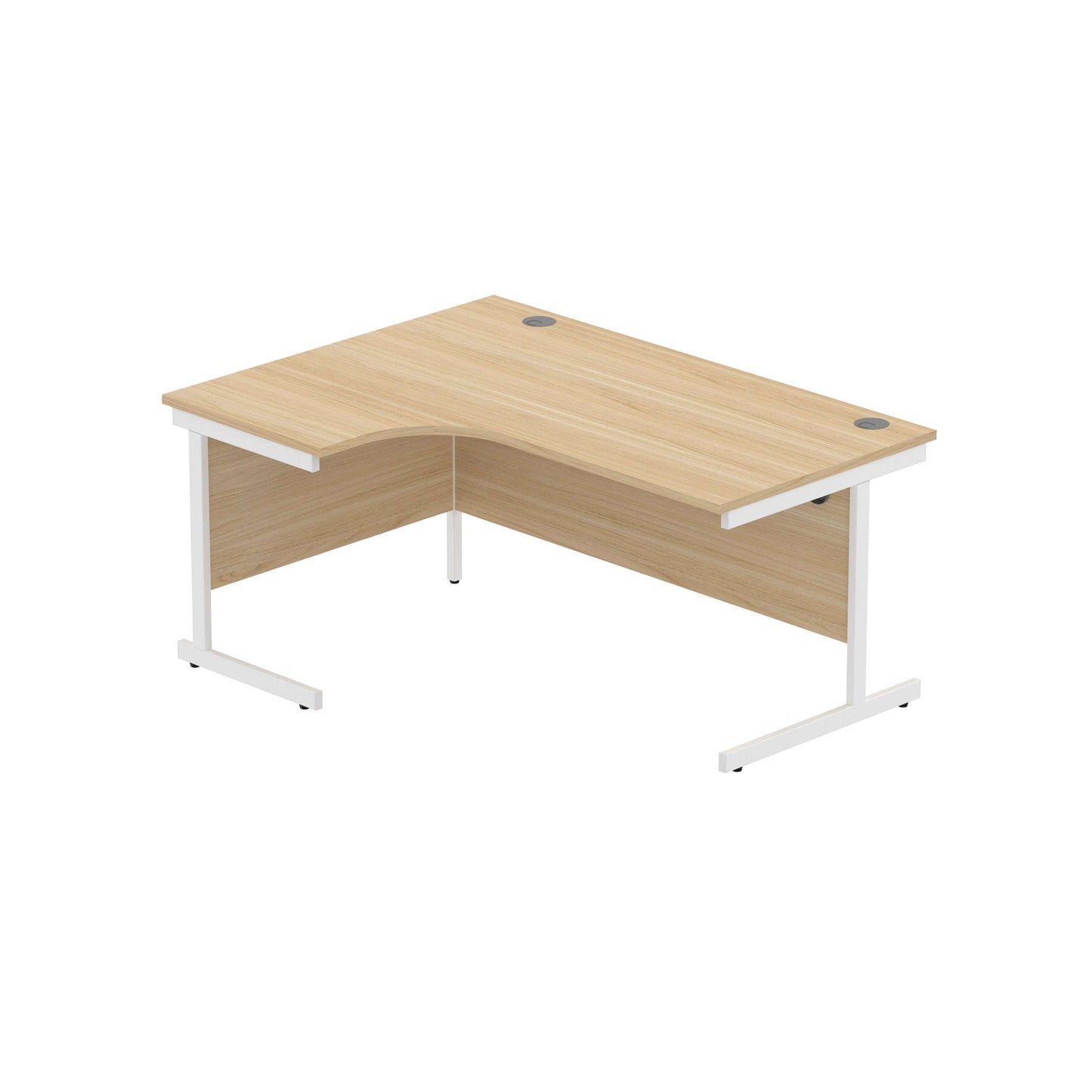 Office Left Hand Corner Desk with Steel Single Upright Cantilever Frame (FSC) | 1600X1200 | Canadian Oak/White