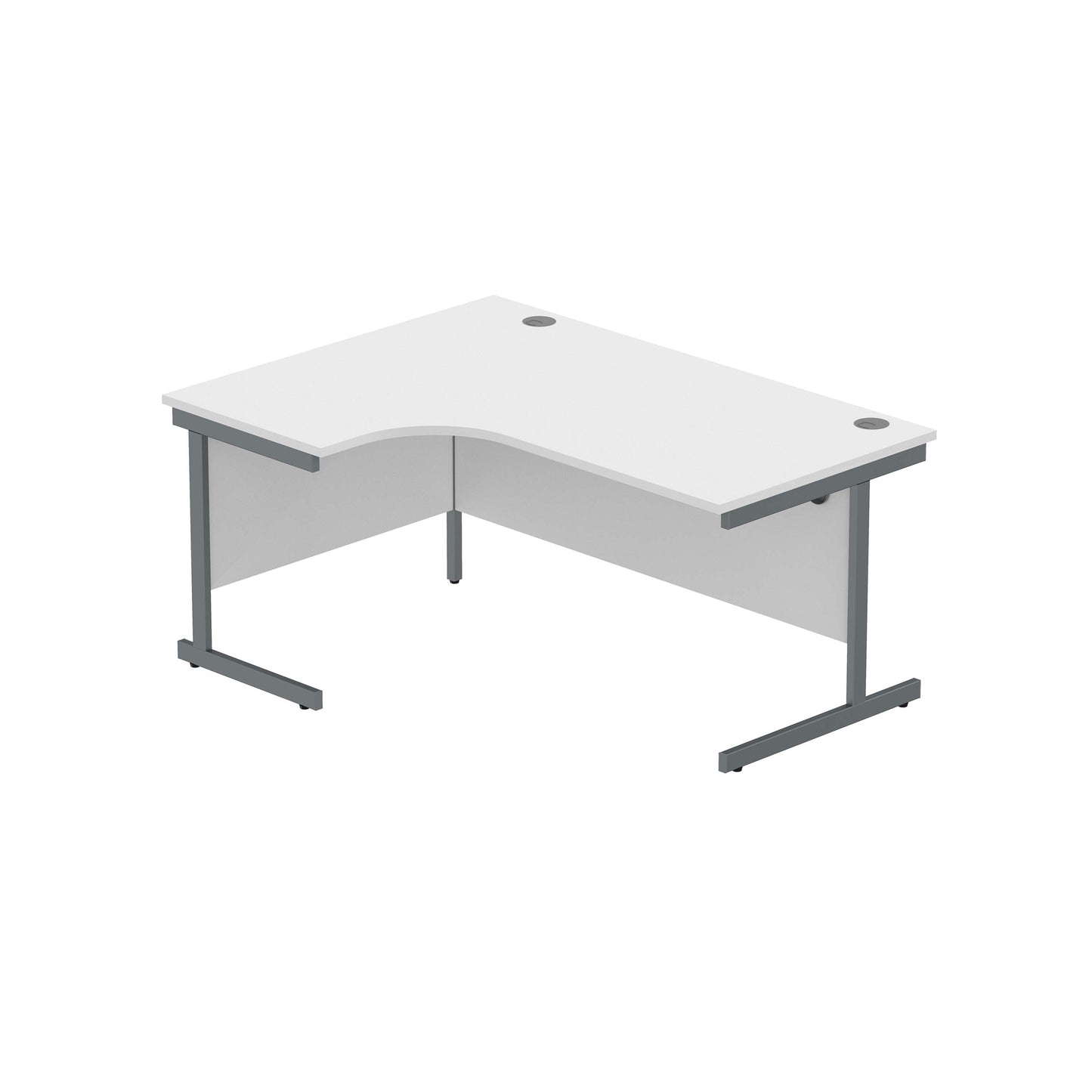Office Left Hand Corner Desk with Steel Single Upright Cantilever Frame (FSC) | 1600X1200 | Arctic White/Graphite