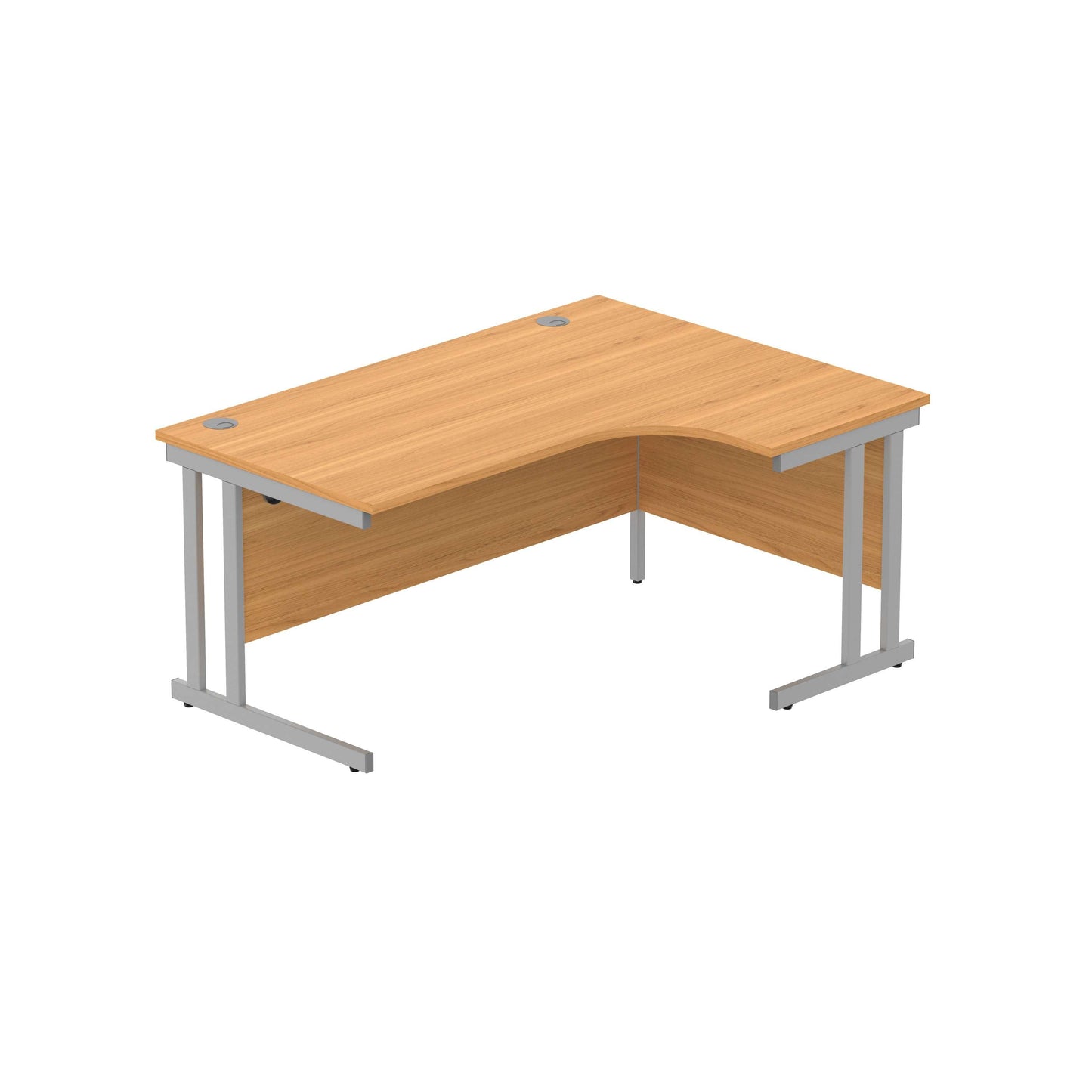 Office Right Hand Corner Desk with Steel Double Upright Cantilever Frame (FSC) | 1600X1200 | Norwegian Beech/Silver