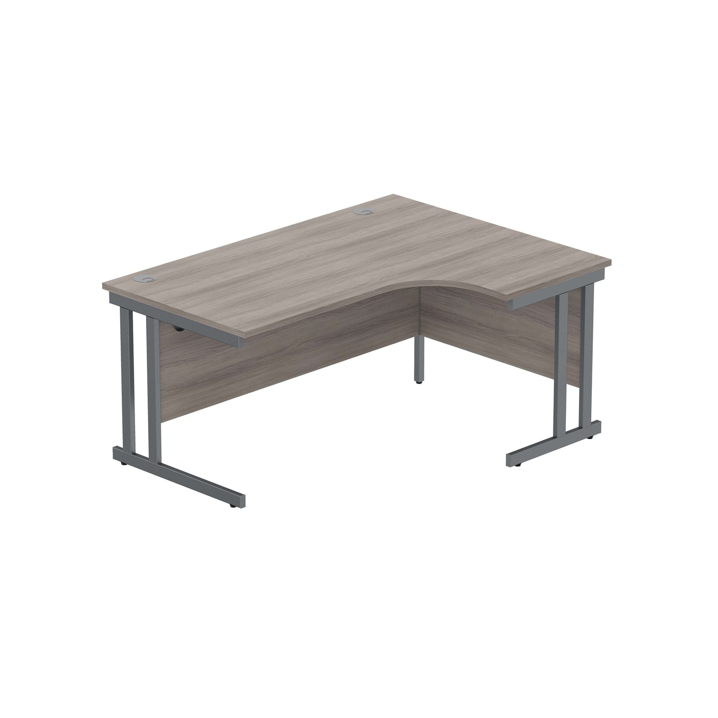 Office Right Hand Corner Desk with Steel Double Upright Cantilever Frame (FSC) | 1600X1200 | Alaskan Grey Oak/Graphite