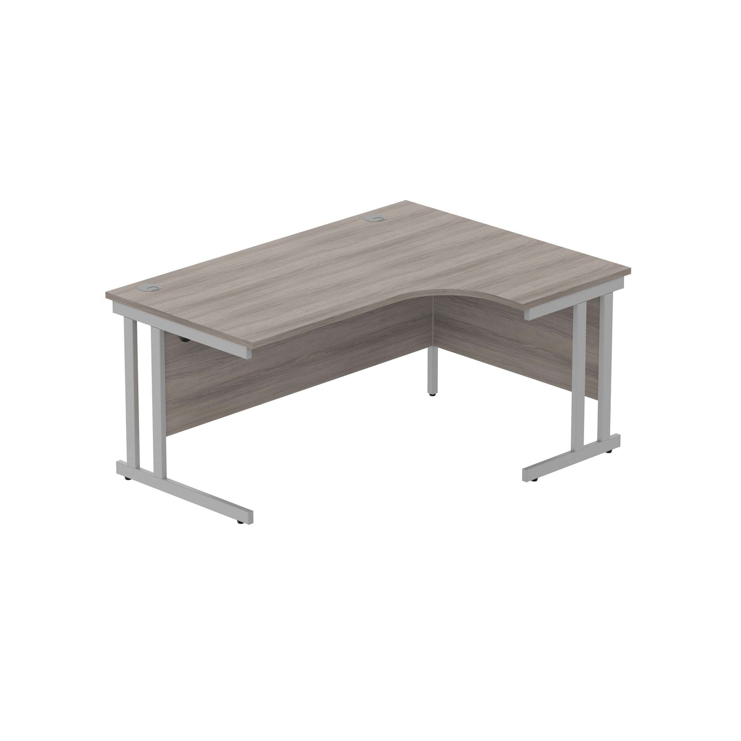 Office Right Hand Corner Desk with Steel Double Upright Cantilever Frame (FSC) | 1600X1200 | Alaskan Grey Oak/Silver