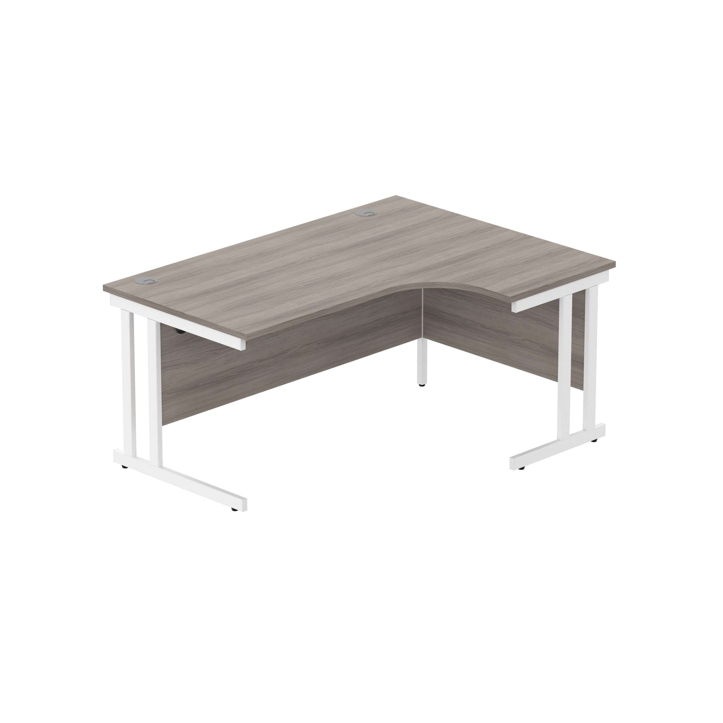 Office Right Hand Corner Desk with Steel Double Upright Cantilever Frame (FSC) | 1600X1200 | Alaskan Grey Oak/White