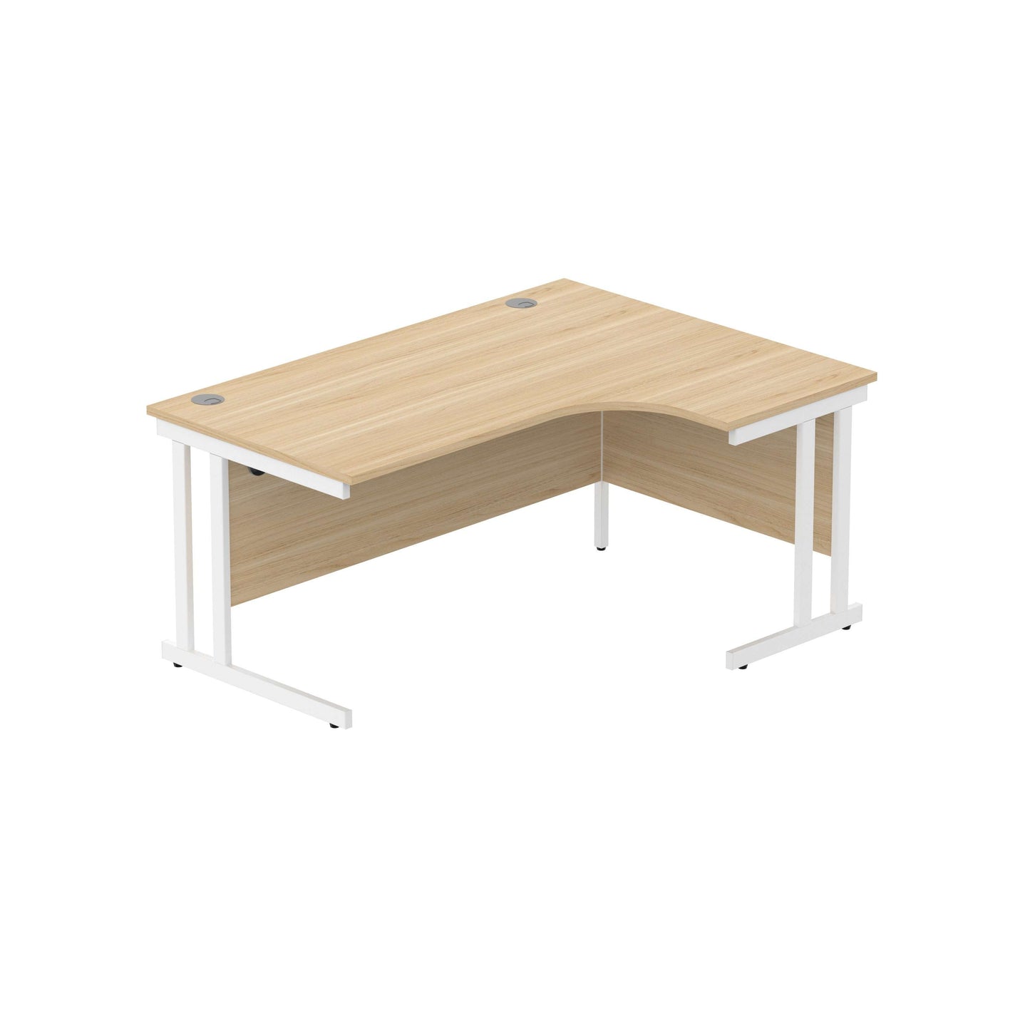Office Right Hand Corner Desk with Steel Double Upright Cantilever Frame (FSC) | 1600X1200 | Canadian Oak/White
