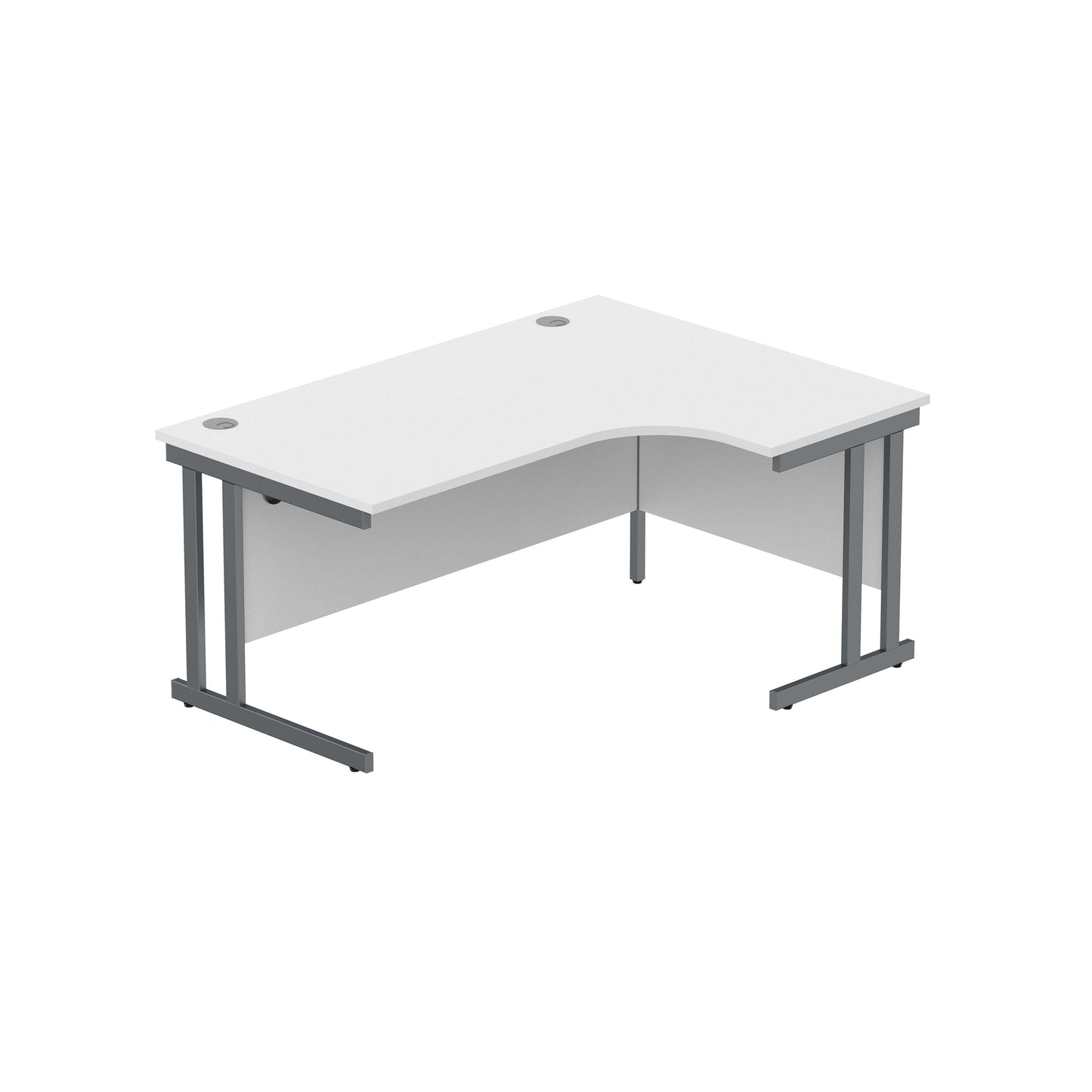 Office Right Hand Corner Desk with Steel Double Upright Cantilever Frame (FSC) | 1600X1200 | Arctic White/Graphite