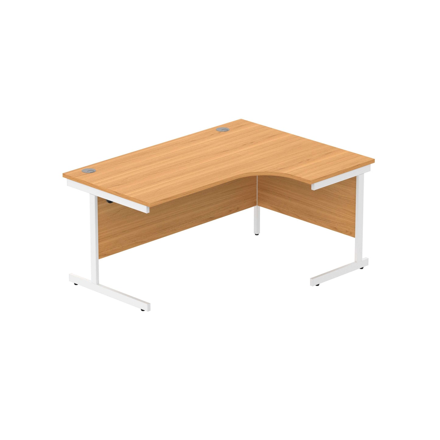 Office Right Hand Corner Desk with Steel Single Upright Cantilever Frame (FSC) | 1600X1200 | Norwegian Beech/White