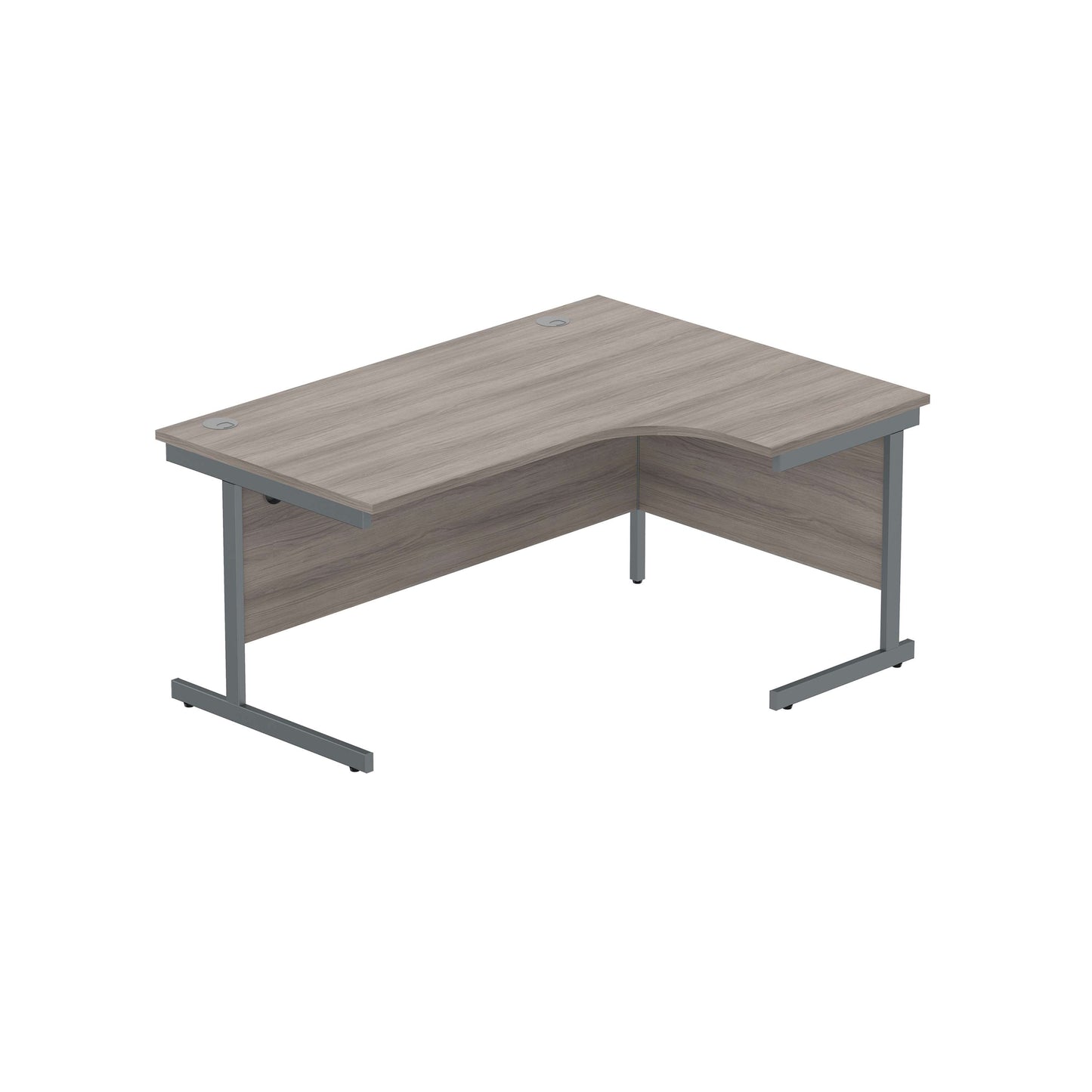 Office Right Hand Corner Desk with Steel Single Upright Cantilever Frame (FSC) | 1600X1200 | Alaskan Grey Oak/Graphite