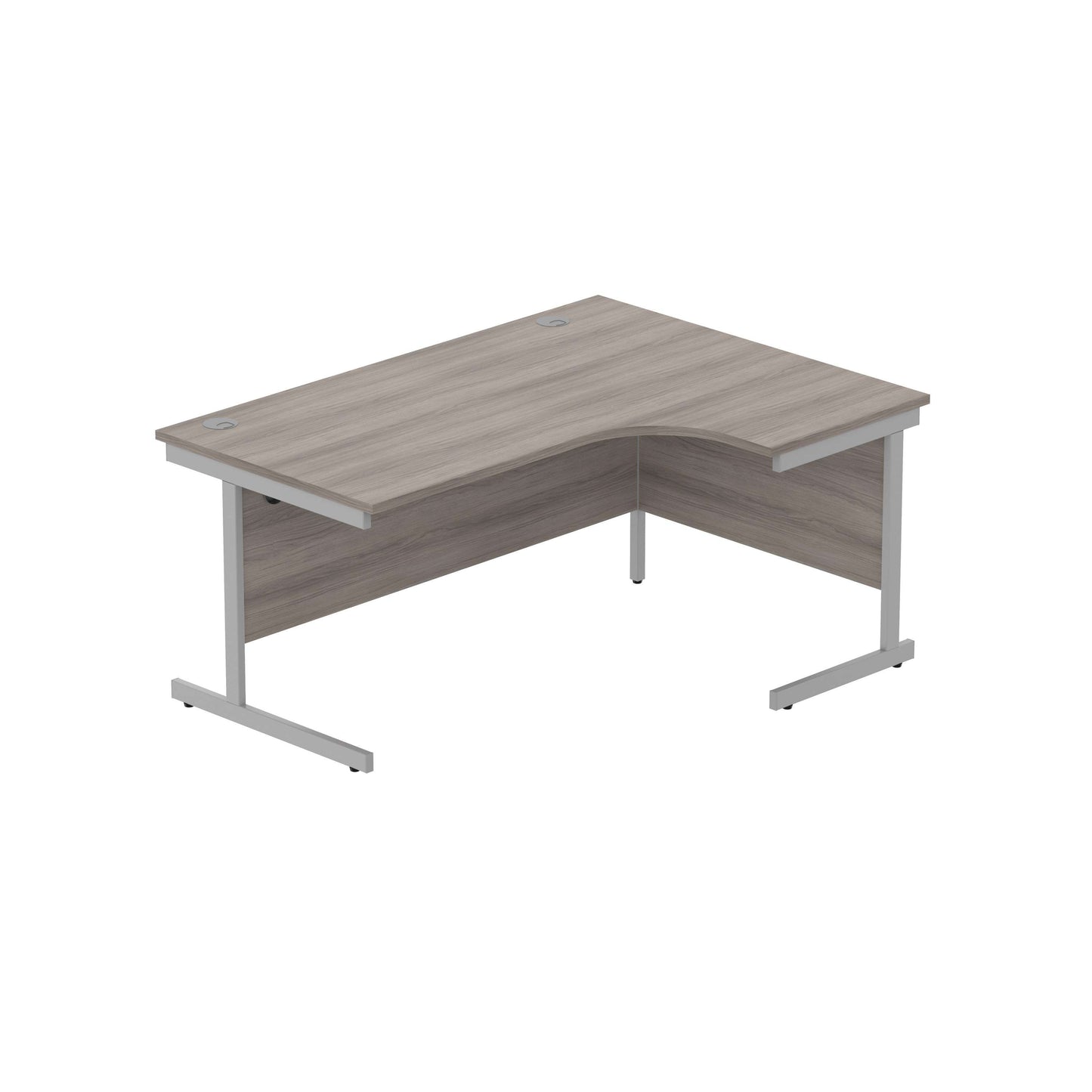Office Right Hand Corner Desk with Steel Single Upright Cantilever Frame (FSC) | 1600X1200 | Alaskan Grey Oak/Silver