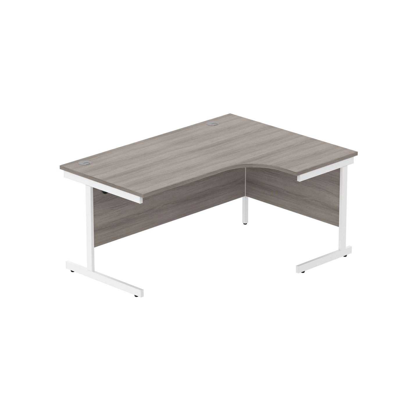 Office Right Hand Corner Desk with Steel Single Upright Cantilever Frame (FSC) | 1600X1200 | Alaskan Grey Oak/White