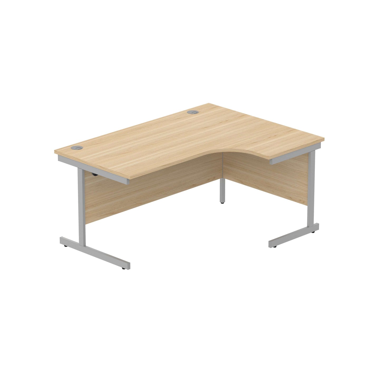Office Right Hand Corner Desk with Steel Single Upright Cantilever Frame (FSC) | 1600X1200 | Canadian Oak/Silver
