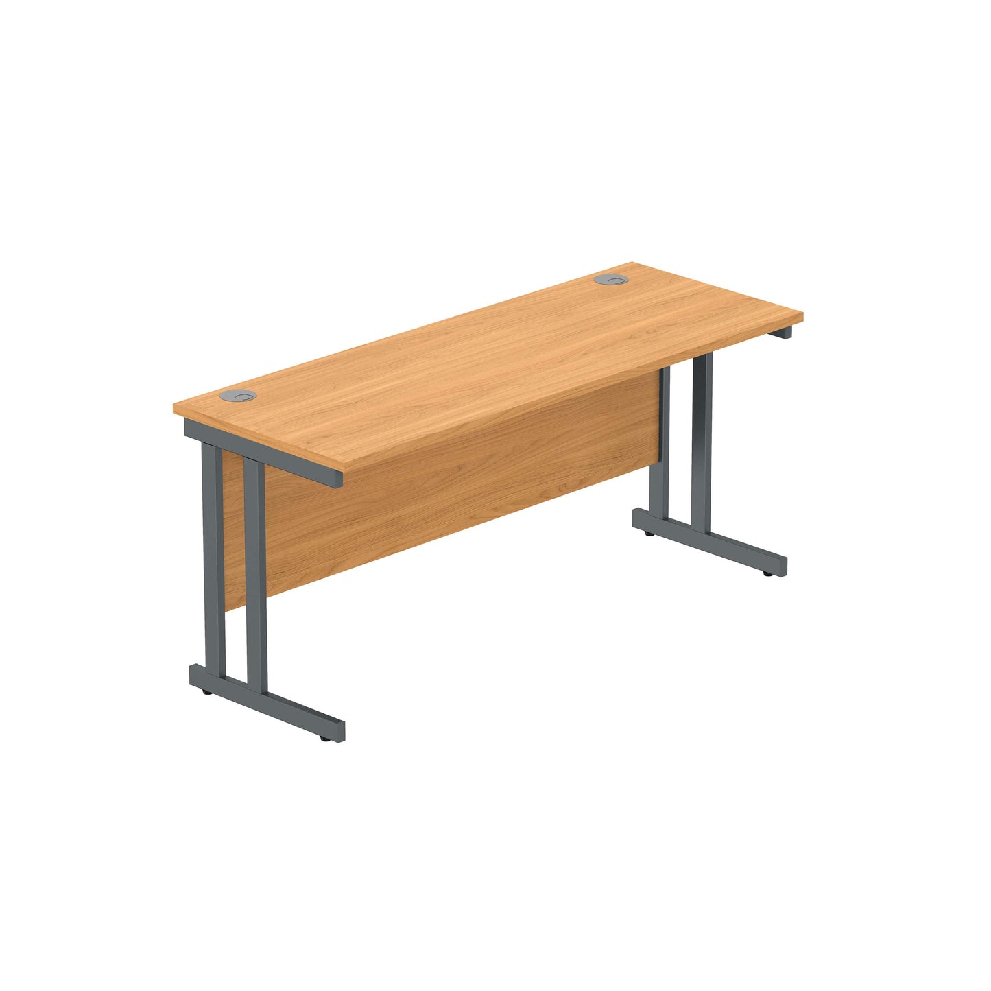 Office Rectangular Desk with Steel Double Upright Cantilever Frame (FSC) | 1600X600 | Norwegian Beech/Graphite
