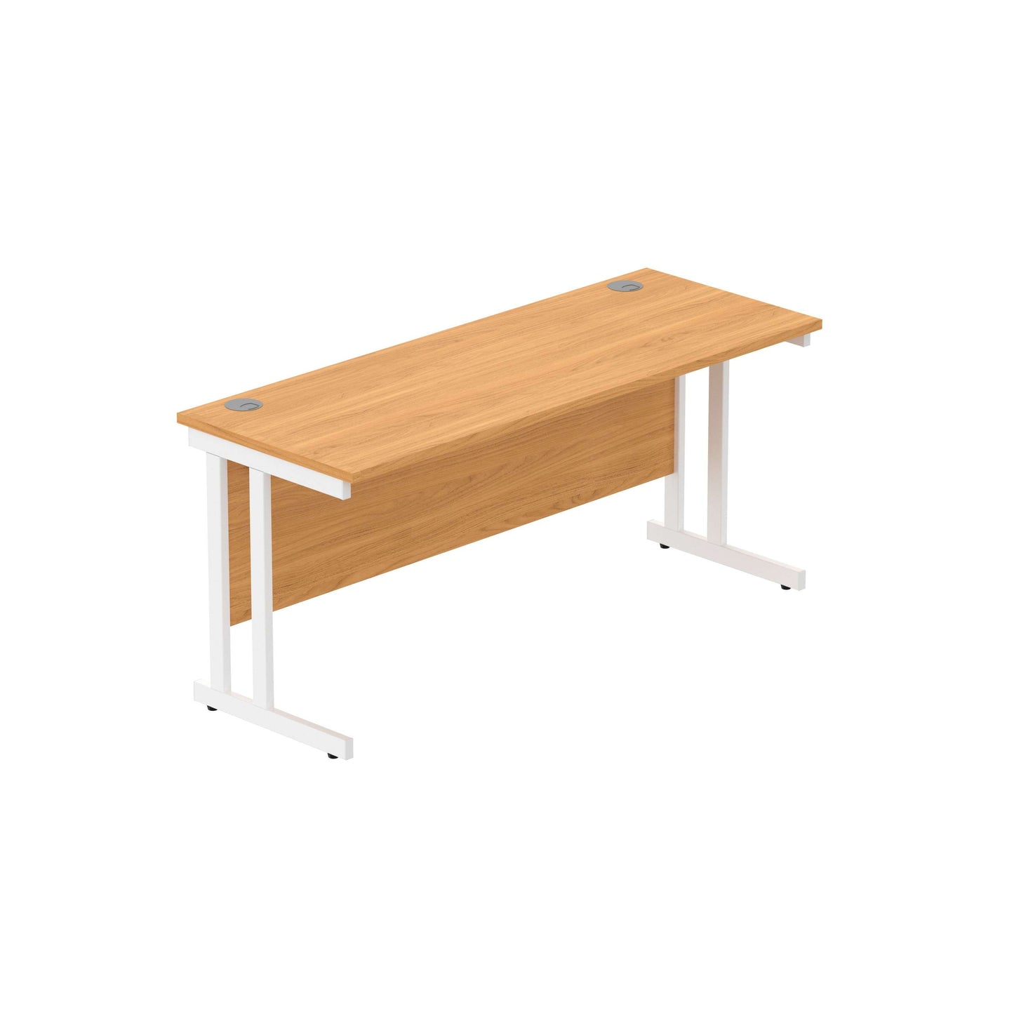 Office Rectangular Desk with Steel Double Upright Cantilever Frame (FSC) | 1600X600 | Norwegian Beech/White