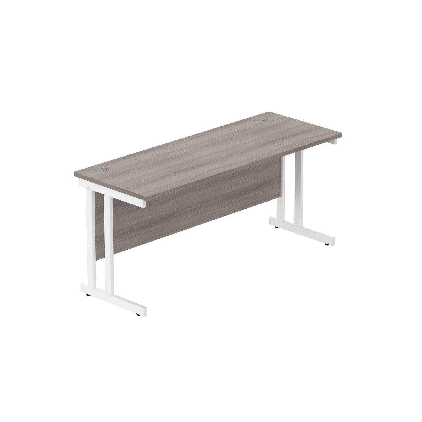 Office Rectangular Desk with Steel Double Upright Cantilever Frame (FSC) | 1600X600 | Alaskan Grey Oak/White