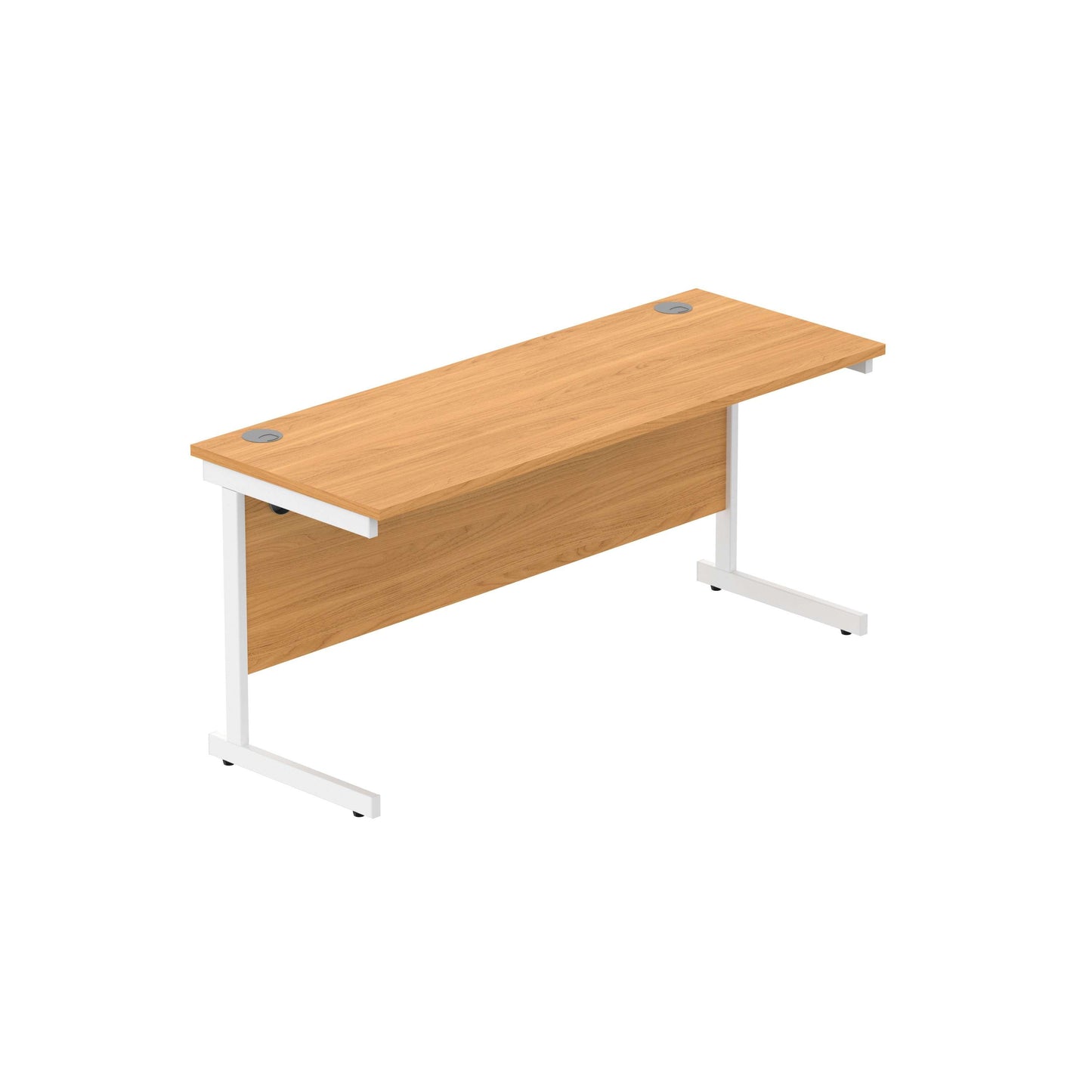 Office Rectangular Desk with Steel Single Upright Cantilever Frame (FSC) | 1600X600 | Norwegian Beech/White