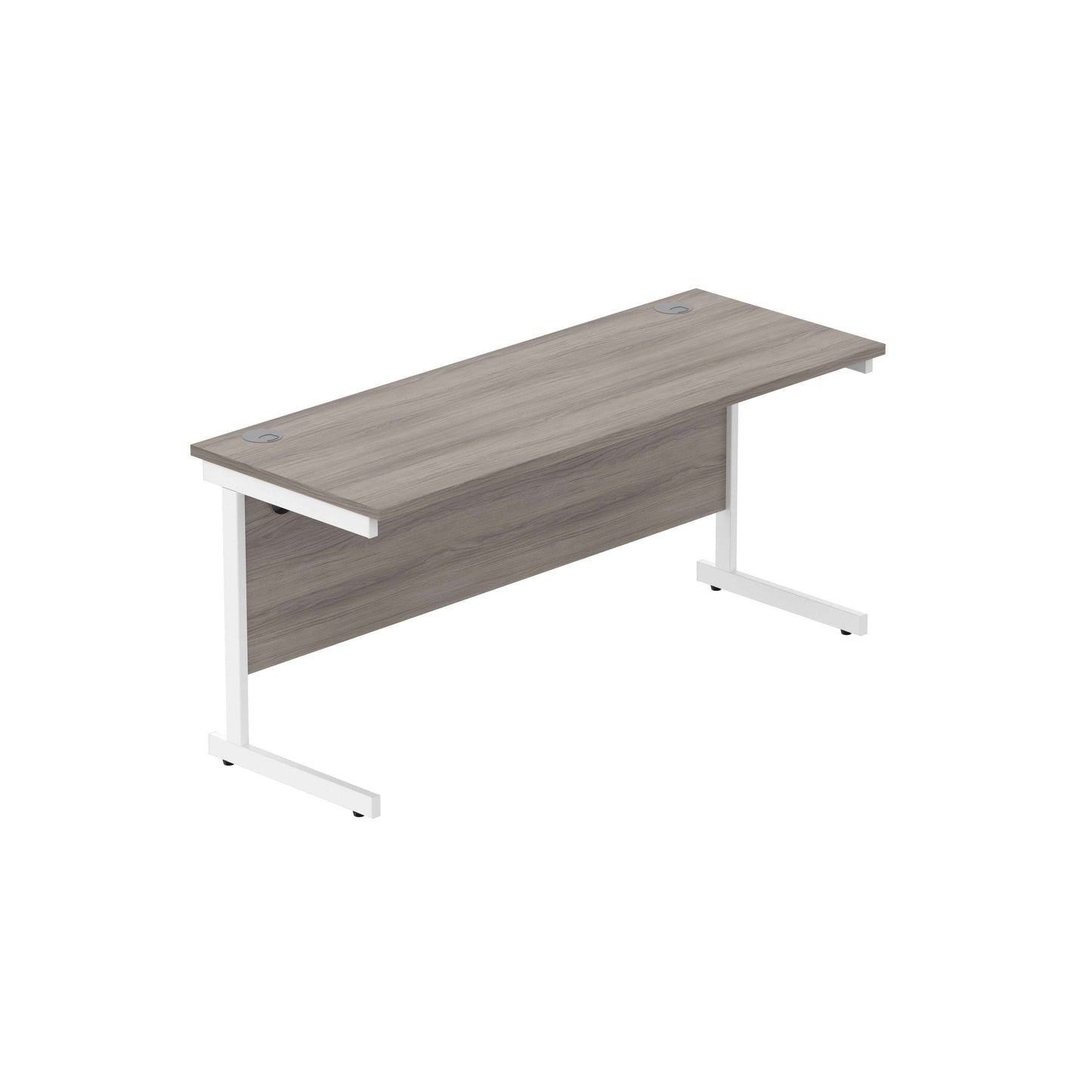 Office Rectangular Desk with Steel Single Upright Cantilever Frame (FSC) | 1600X600 | Alaskan Grey Oak/White