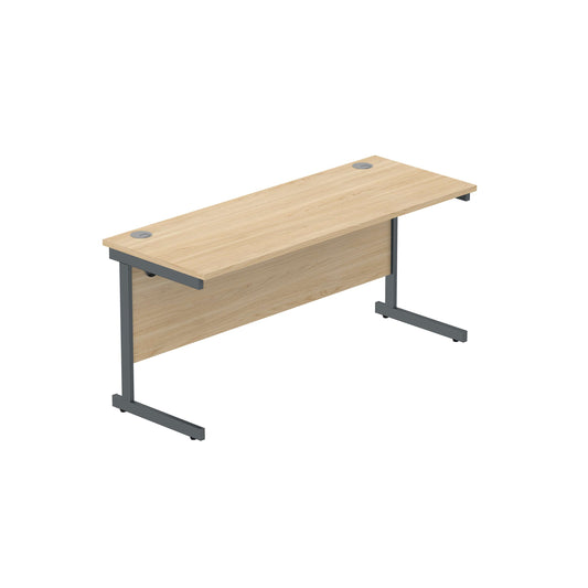 Office Rectangular Desk with Steel Single Upright Cantilever Frame (FSC) | 1600X600 | Canadian Oak/Graphite