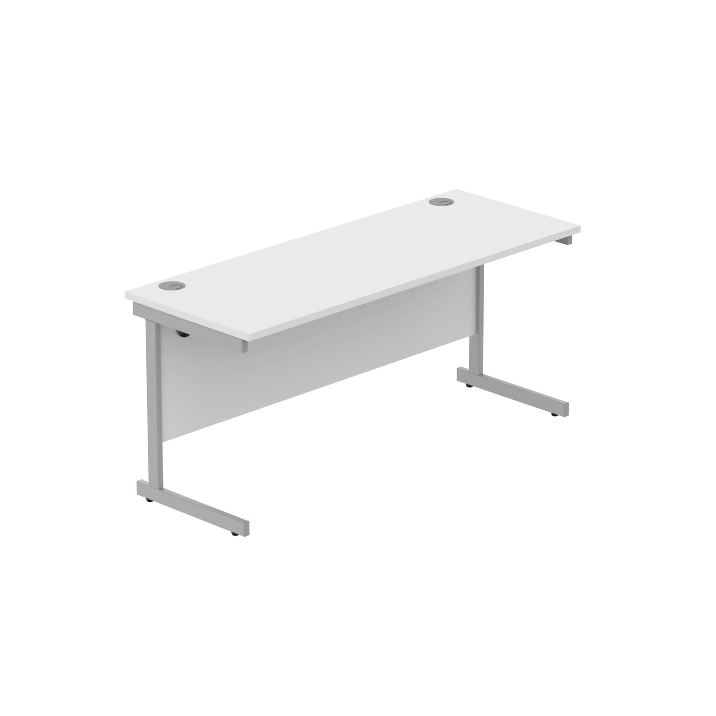 Office Rectangular Desk with Steel Single Upright Cantilever Frame (FSC) | 1600X600 | Arctic White/Silver