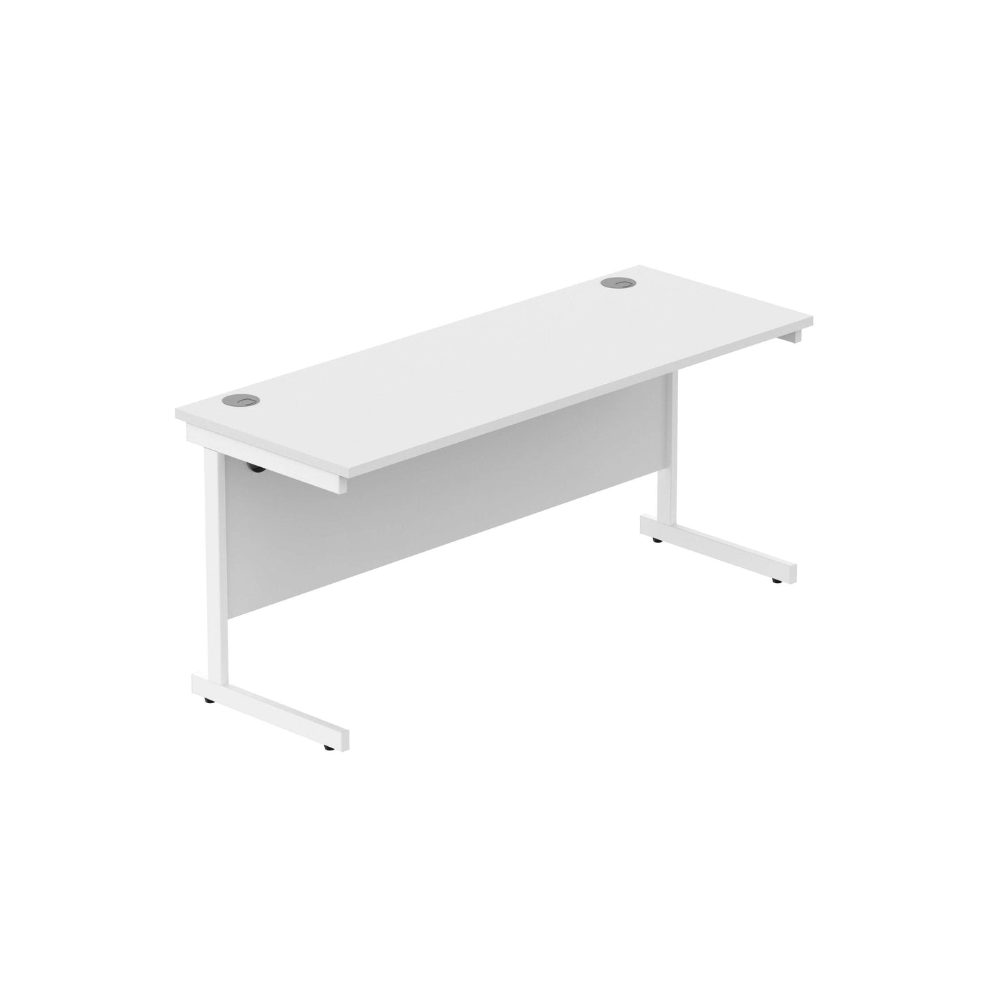 Office Rectangular Desk with Steel Single Upright Cantilever Frame (FSC) | 1600X600 | Arctic White/White