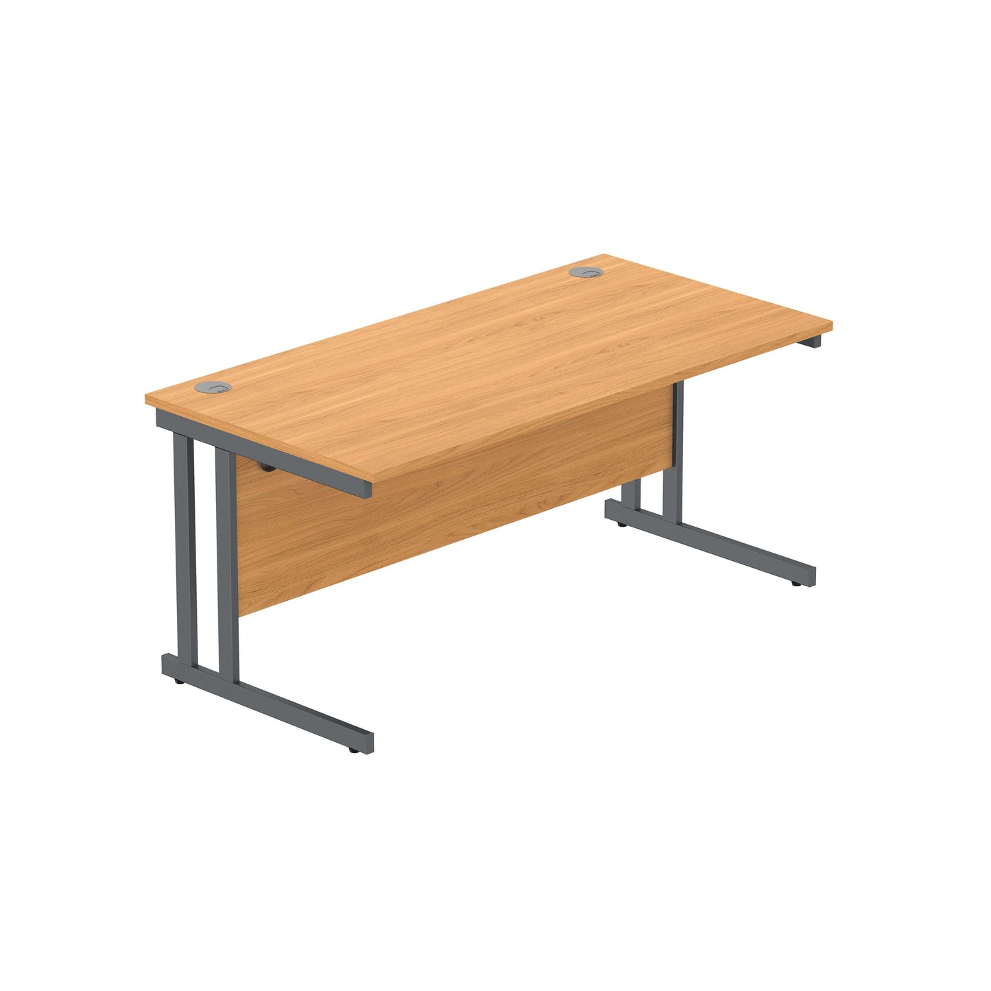 Office Rectangular Desk with Steel Double Upright Cantilever Frame (FSC) | 1600X800 | Norwegian Beech/Graphite