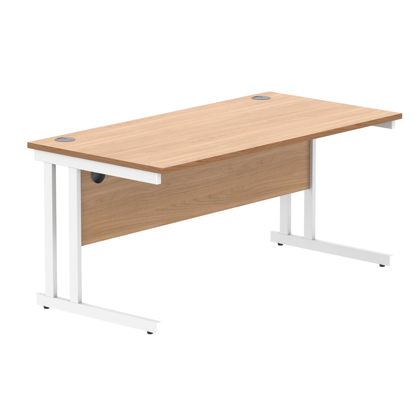 Office Rectangular Desk with Steel Double Upright Cantilever Frame (FSC) | 1600X800 | Norwegian Beech/White