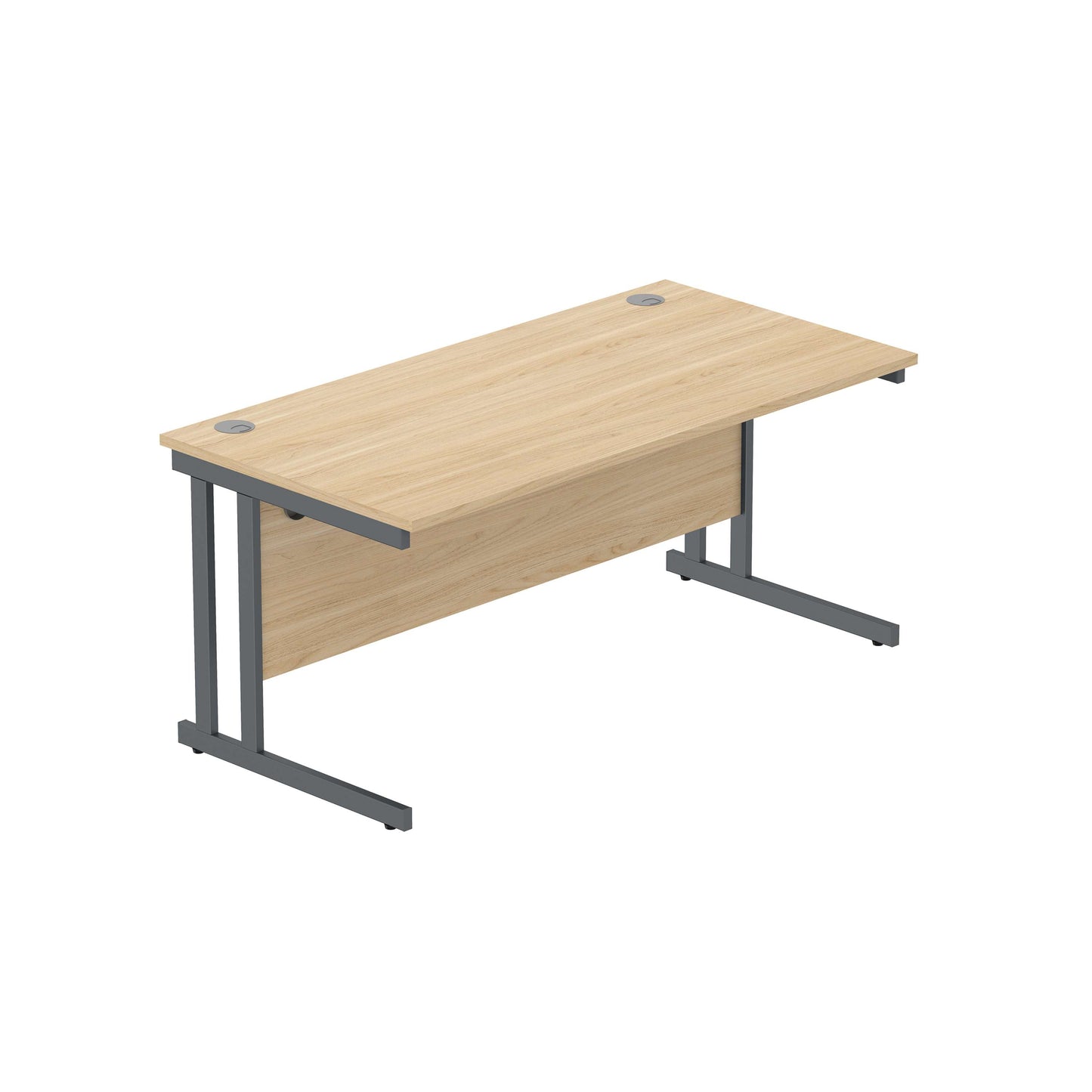 Office Rectangular Desk with Steel Double Upright Cantilever Frame (FSC) | 1600X800 | Canadian Oak/Graphite