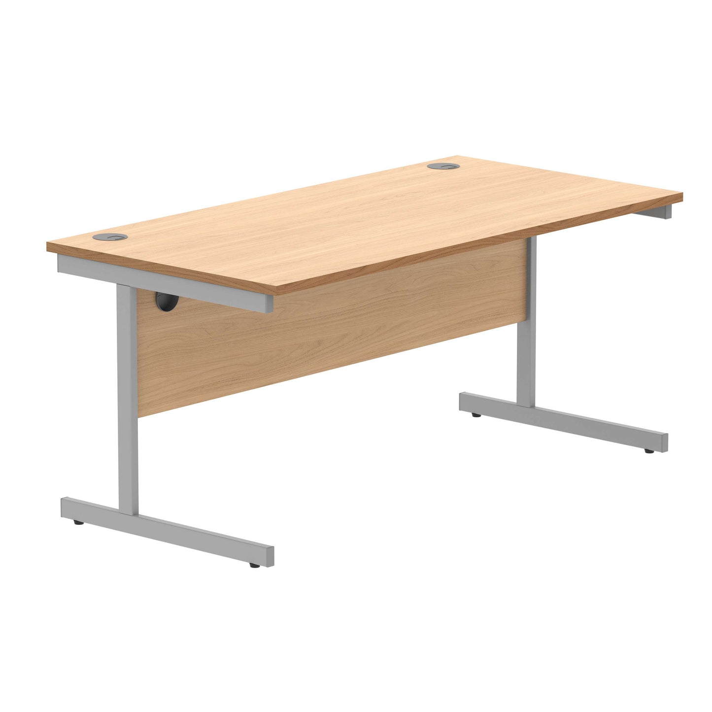 Office Rectangular Desk with Steel Single Upright Cantilever Frame (FSC) | 1600X800 | Norwegian Beech/Silver