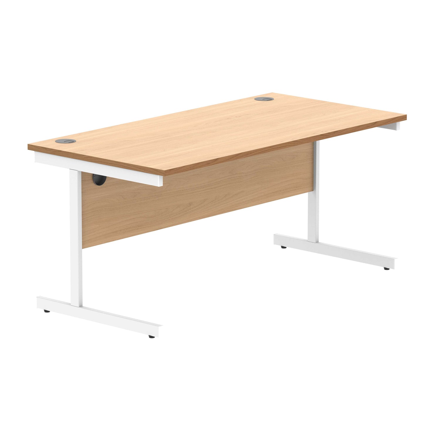 Office Rectangular Desk with Steel Single Upright Cantilever Frame (FSC) | 1600X800 | Norwegian Beech/White