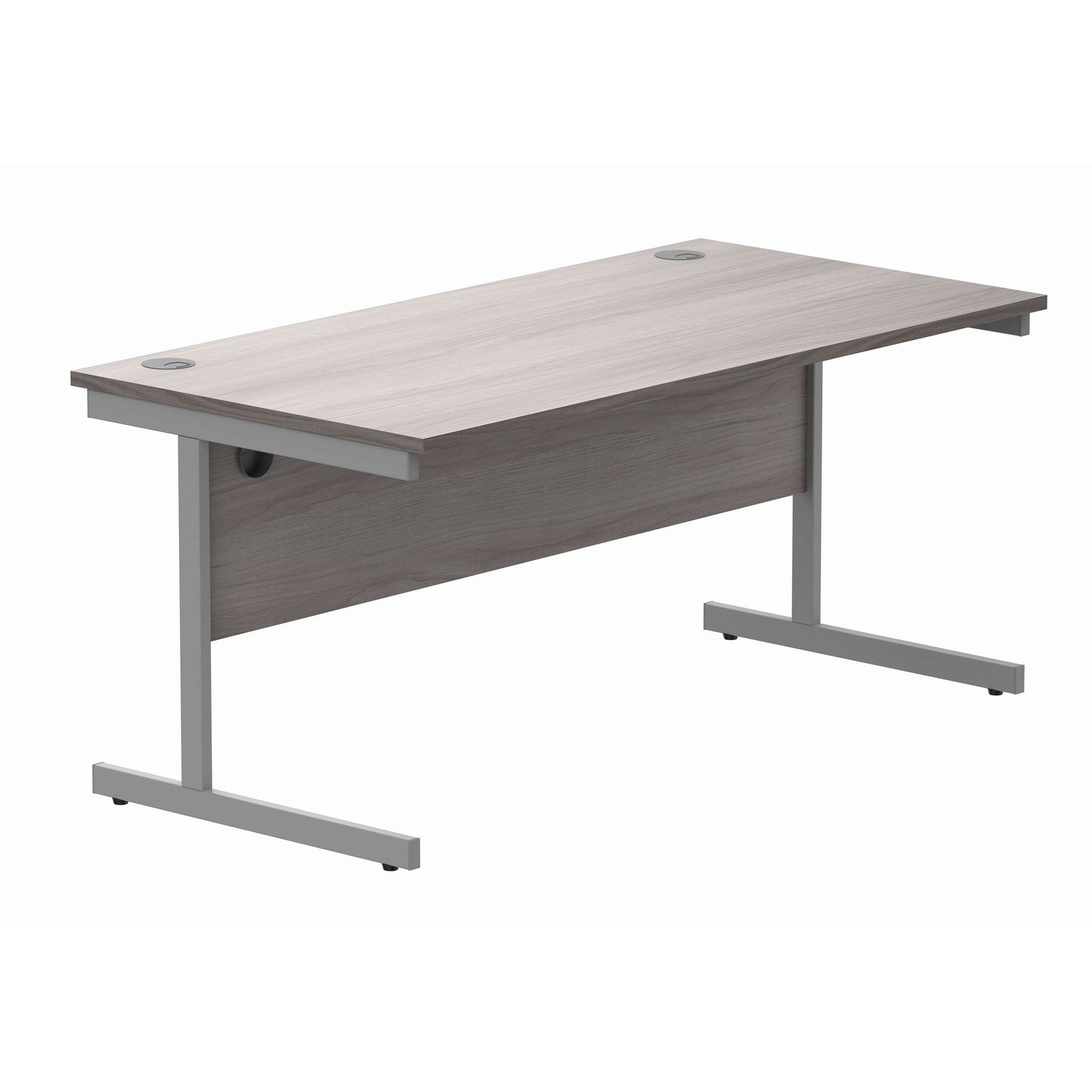 Office Rectangular Desk with Steel Single Upright Cantilever Frame (FSC) | 1600X800 | Alaskan Grey Oak/Silver