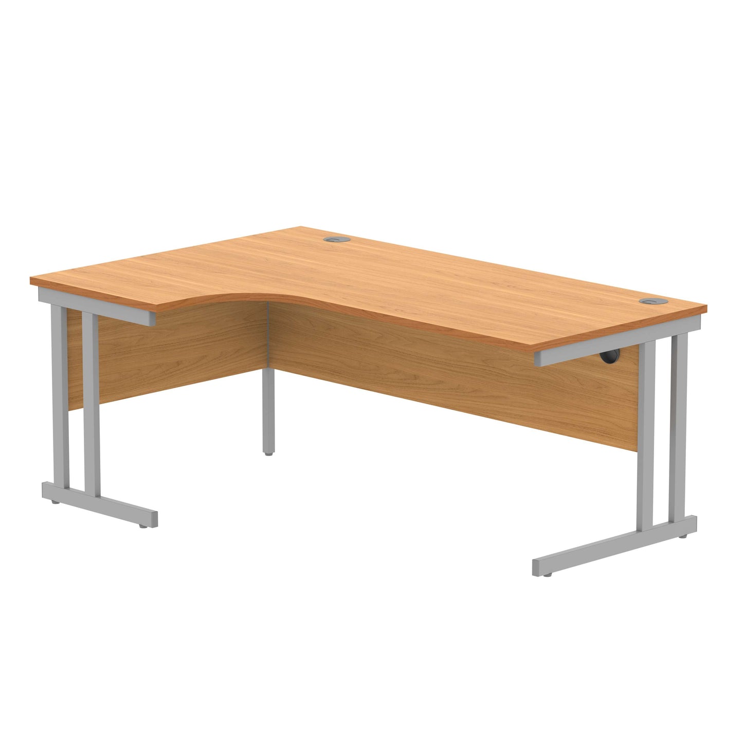 Office Left Hand Corner Desk with Steel Double Upright Cantilever Frame (FSC) | 1800X1200 | Norwegian Beech/Silver