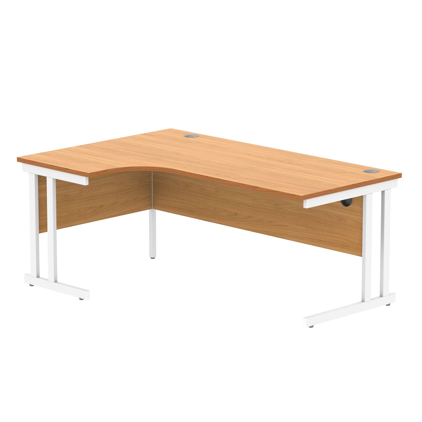 Office Left Hand Corner Desk with Steel Double Upright Cantilever Frame (FSC) | 1800X1200 | Norwegian Beech/White