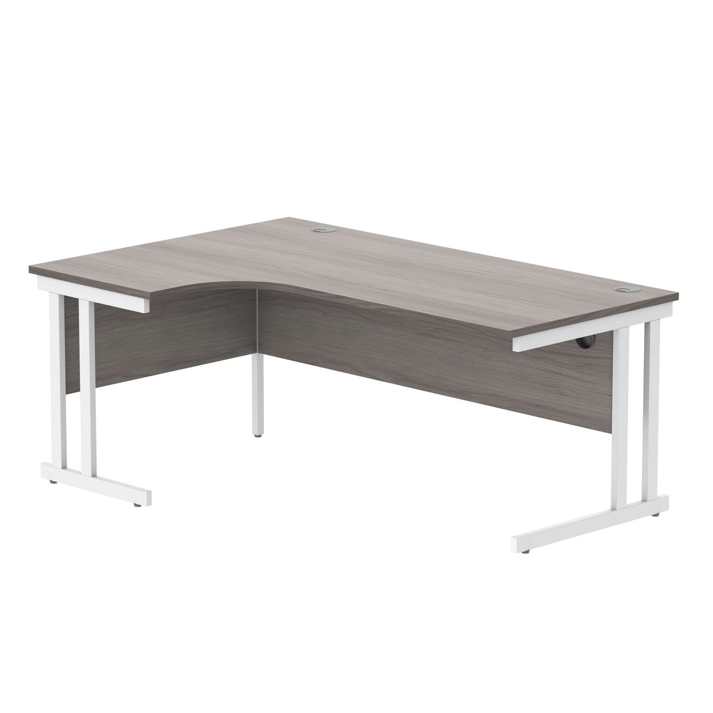 Office Left Hand Corner Desk with Steel Double Upright Cantilever Frame (FSC) | 1800X1200 | Alaskan Grey Oak/White