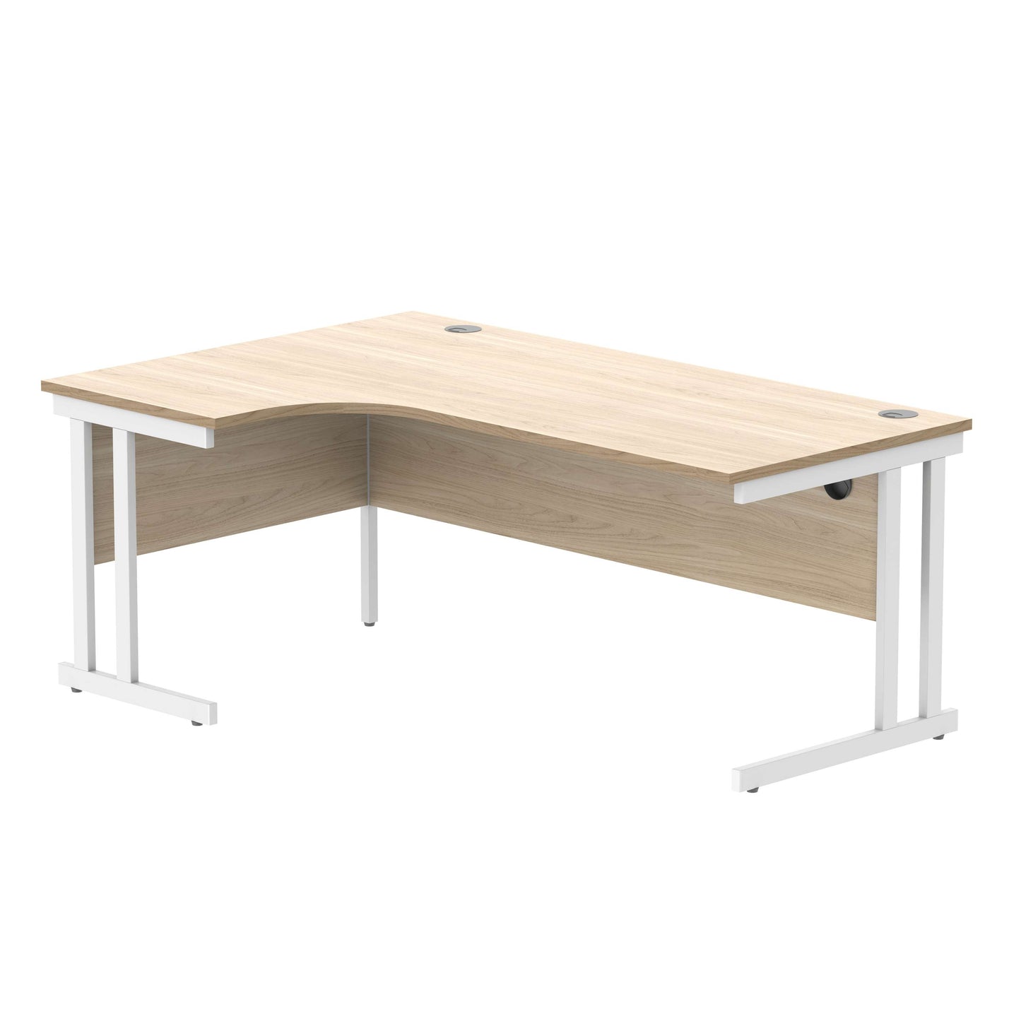 Office Left Hand Corner Desk with Steel Double Upright Cantilever Frame (FSC) | 1800X1200 | Canadian Oak/White
