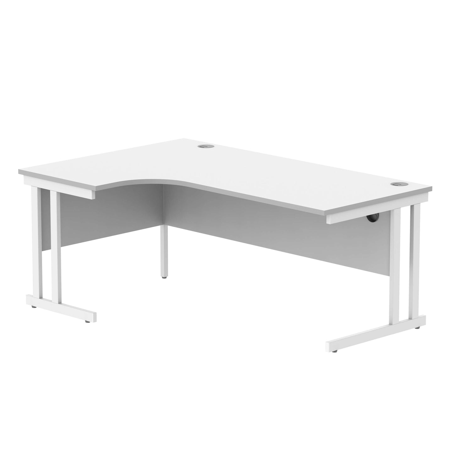 Office Left Hand Corner Desk with Steel Double Upright Cantilever Frame (FSC) | 1800X1200 | Arctic White/White