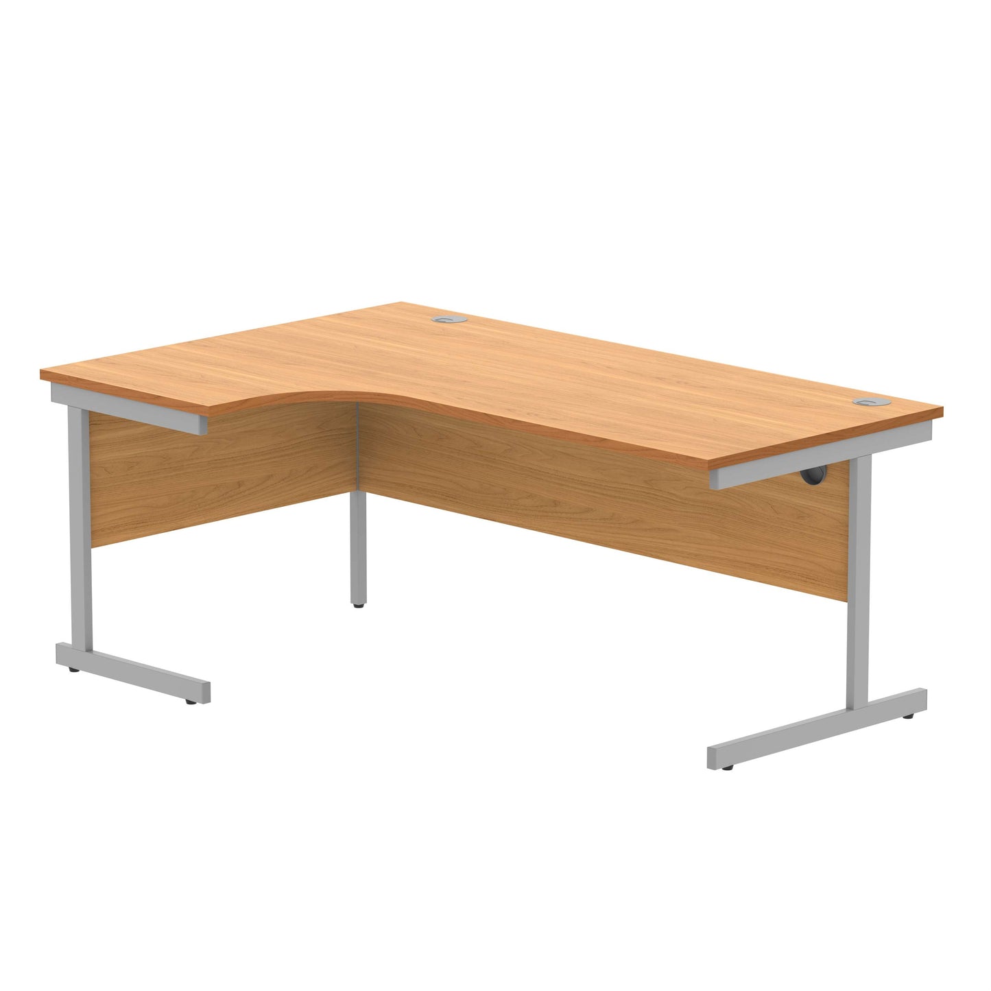Office Left Hand Corner Desk with Steel Single Upright Cantilever Frame (FSC) | 1800X1200 | Norwegian Beech/Silver