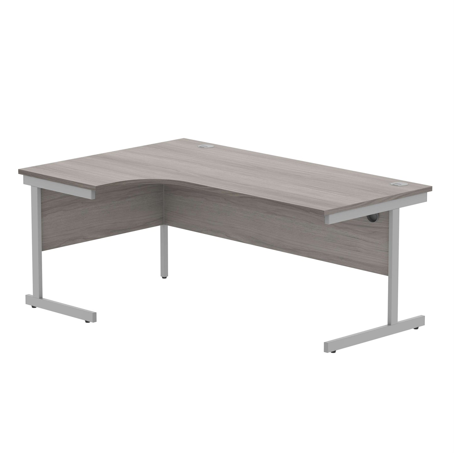 Office Left Hand Corner Desk with Steel Single Upright Cantilever Frame (FSC) | 1800X1200 | Alaskan Grey Oak/Silver